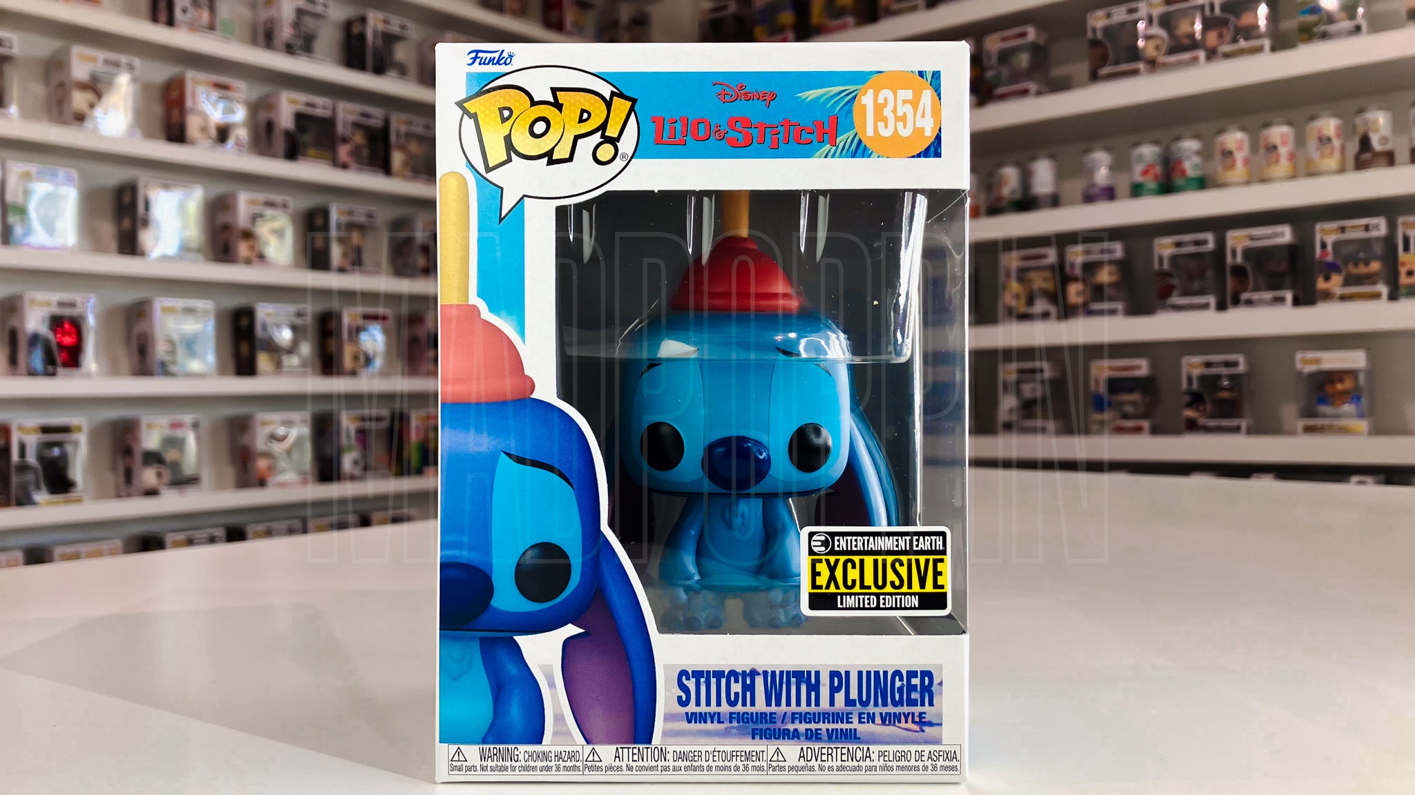 Funko Pop Disney Lilo & Stitch Stitch w/Plunger Entertainment Earth Exclusive 1354