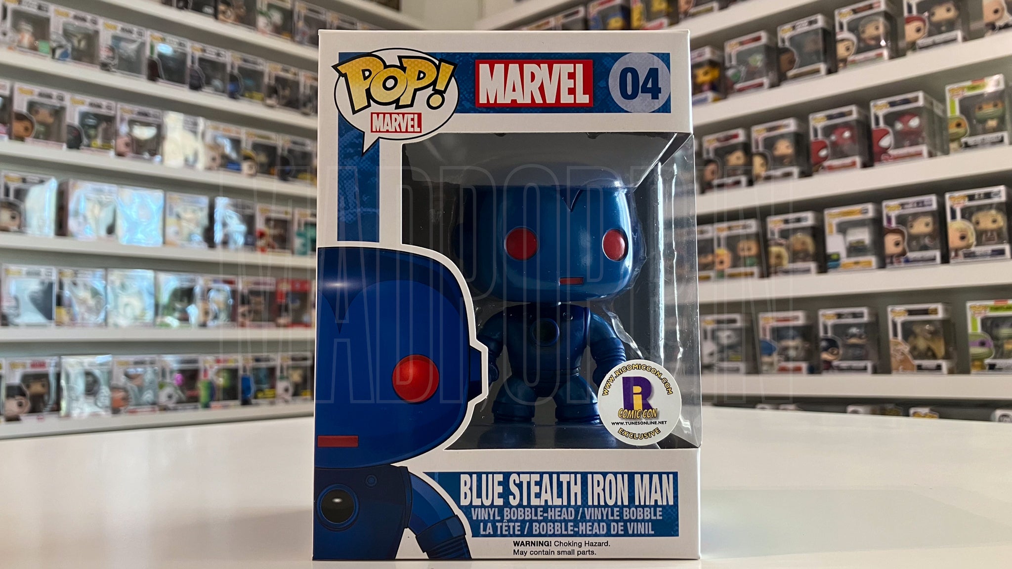 Funko Pop Marvel Blue Stealth Iron Man Rhode Island Comic Con Exclusive 04