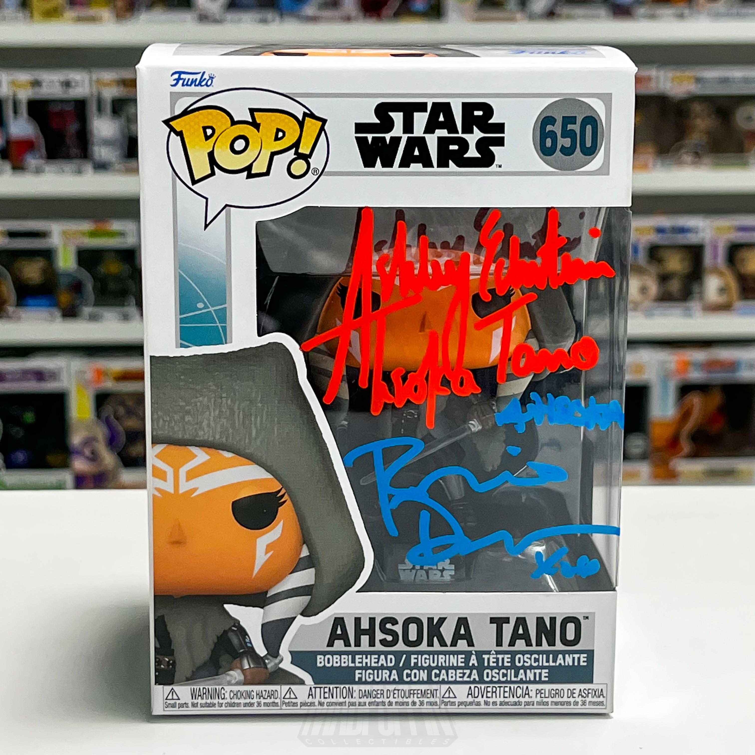 Funko Pop Star Wars Ahsoka Tano 650 Signed Ashley Eckstein Rosario Dawson COA