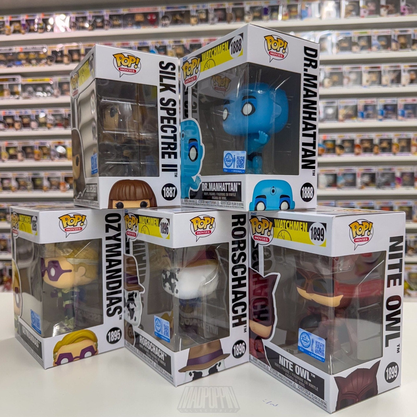 Funko Pop DC Movies Watchmen Set Silk Manhattan Ozymandias Rorschach Nite Owl