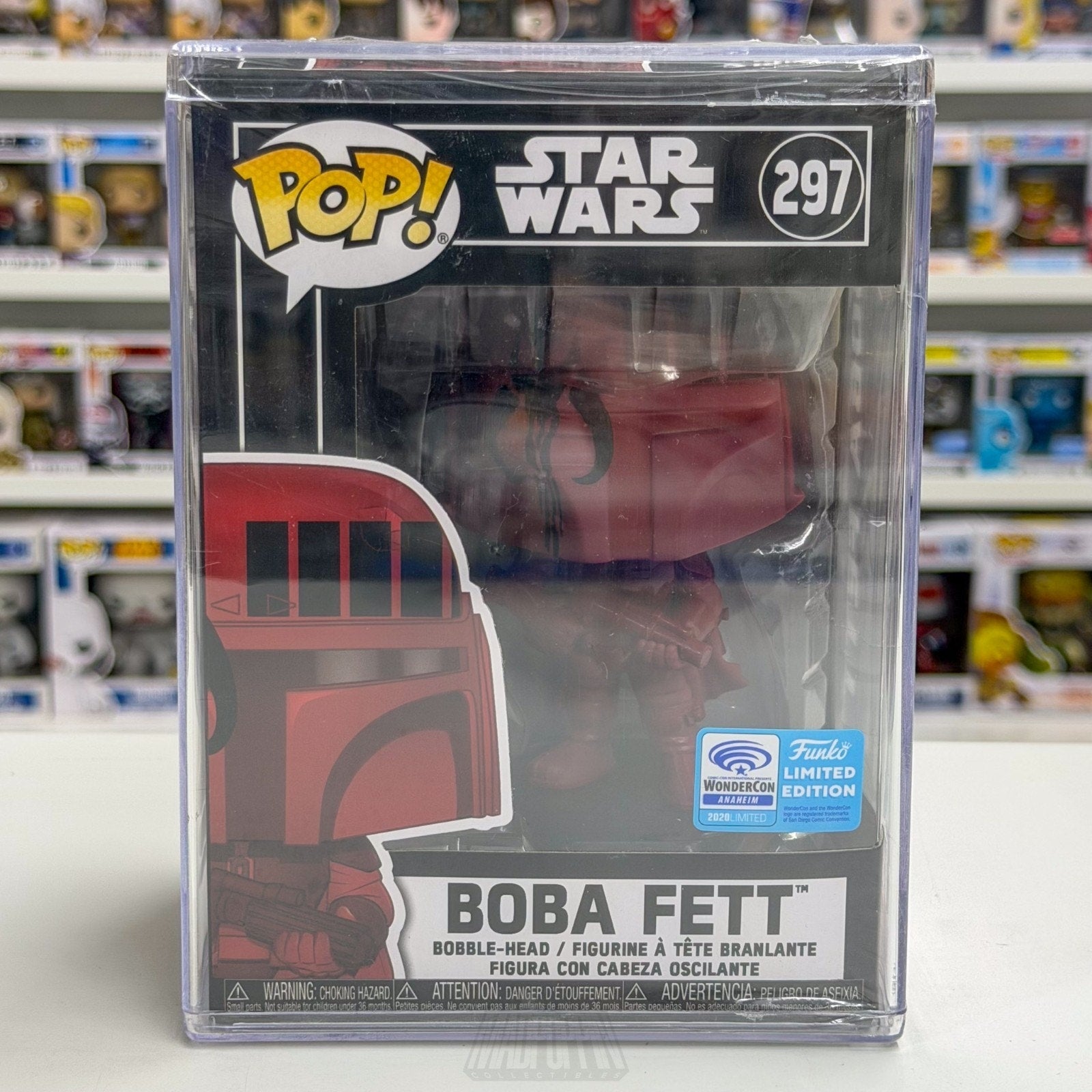 Funko Pop Star Wars Boba Fett Futura Red WonderCon Official Sticker 297 Figure