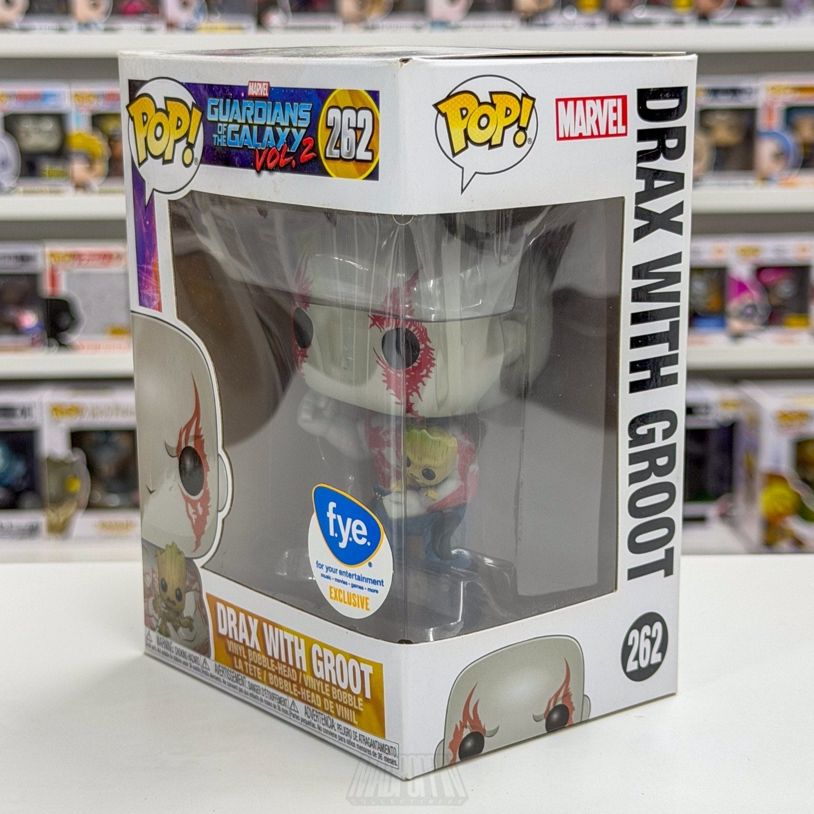 Funko Pop Marvel Guardians of the Galaxy Drax with Groot FYE 262 Vinyl Figure