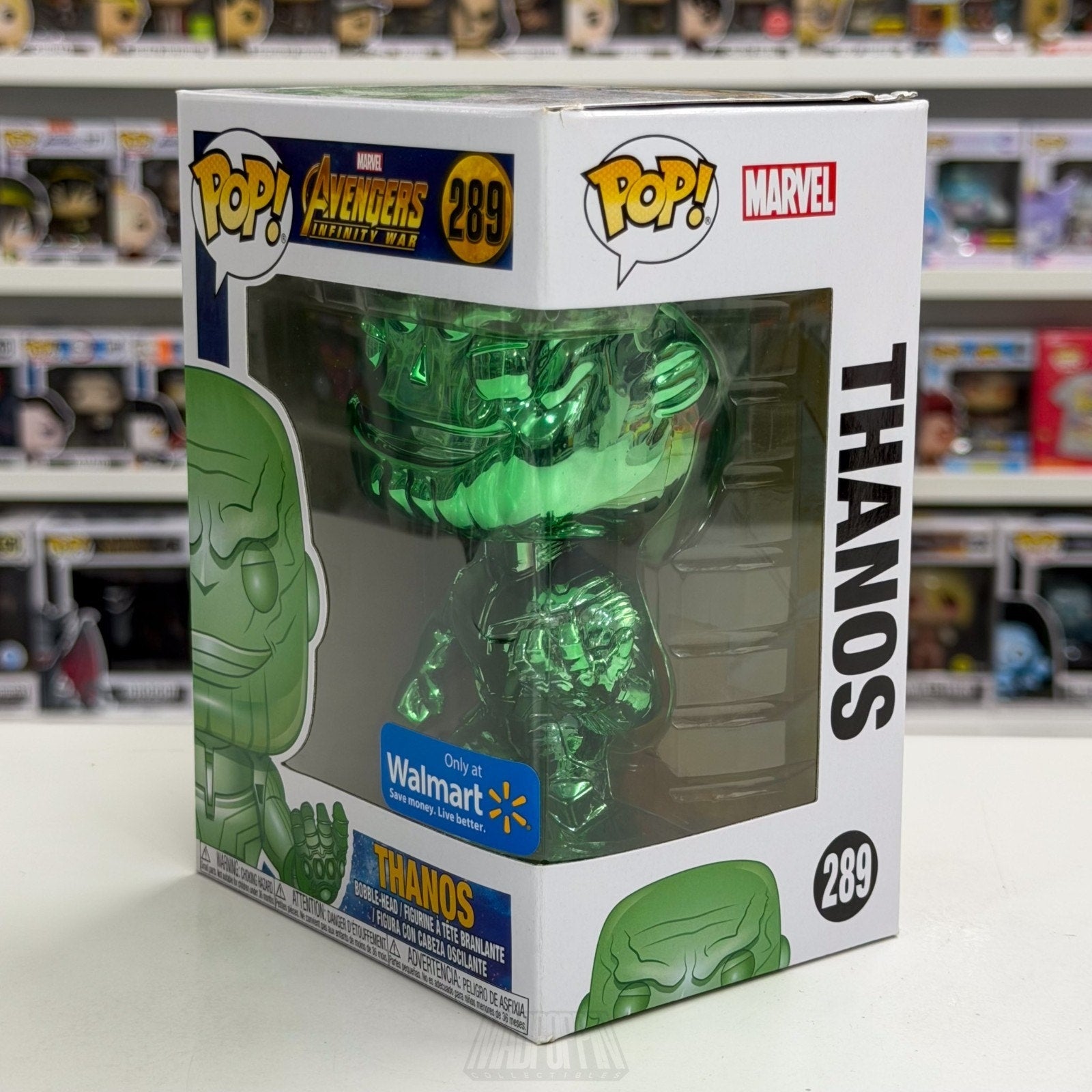 Funko Pop Marvel Avengers Infinity War Thanos Walmart Green Chrome 289 Figure