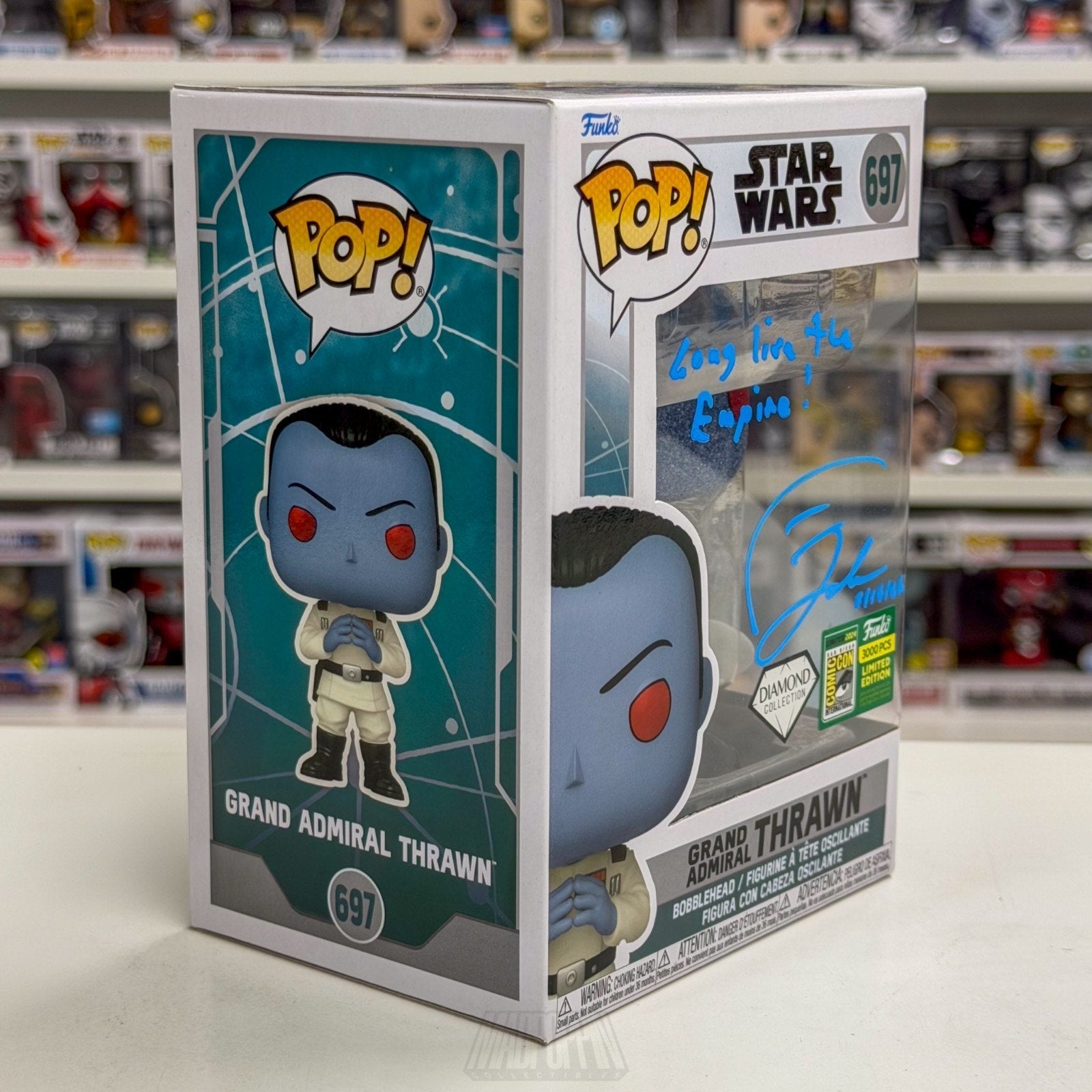 Funko Pop Star Wars Grand Admiral Thrawn Diamond SDCC Auto Signed JSA 697 Figure