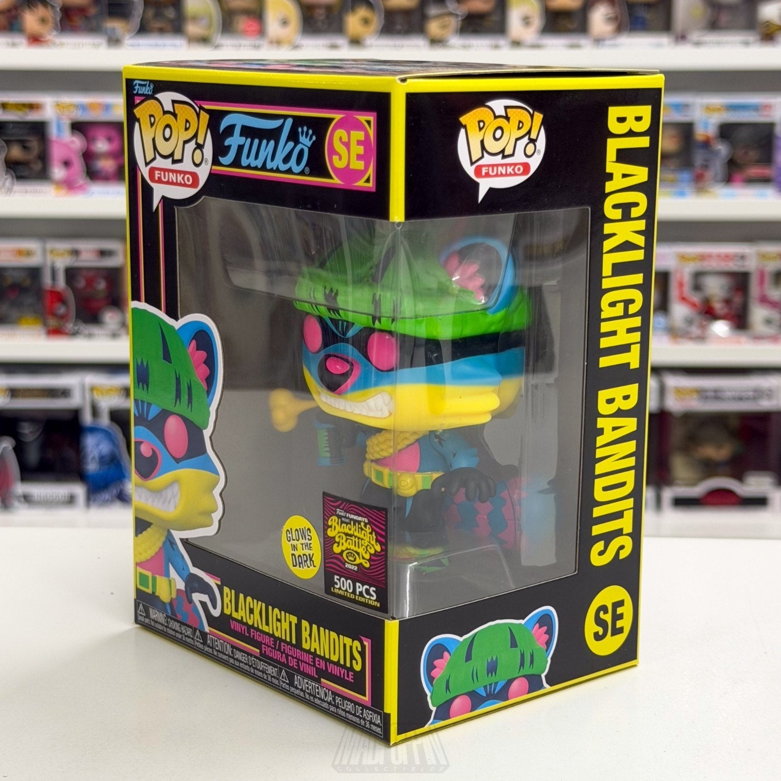 Funko Pop Fundays Blacklight Battle Bandits Glow SE 500 PCS Raccoon Vinyl Figure