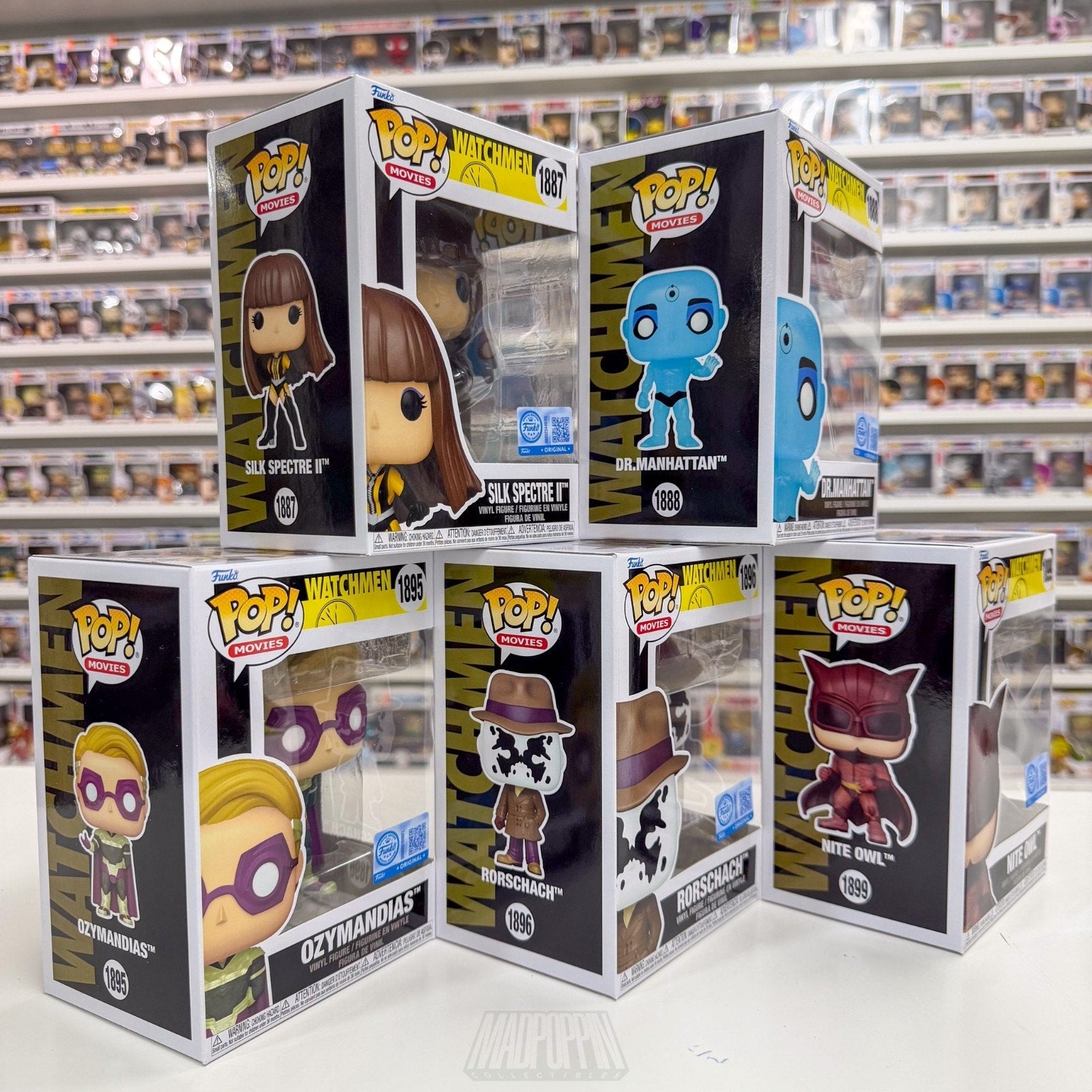 Funko Pop DC Movies Watchmen Set Silk Manhattan Ozymandias Rorschach Nite Owl