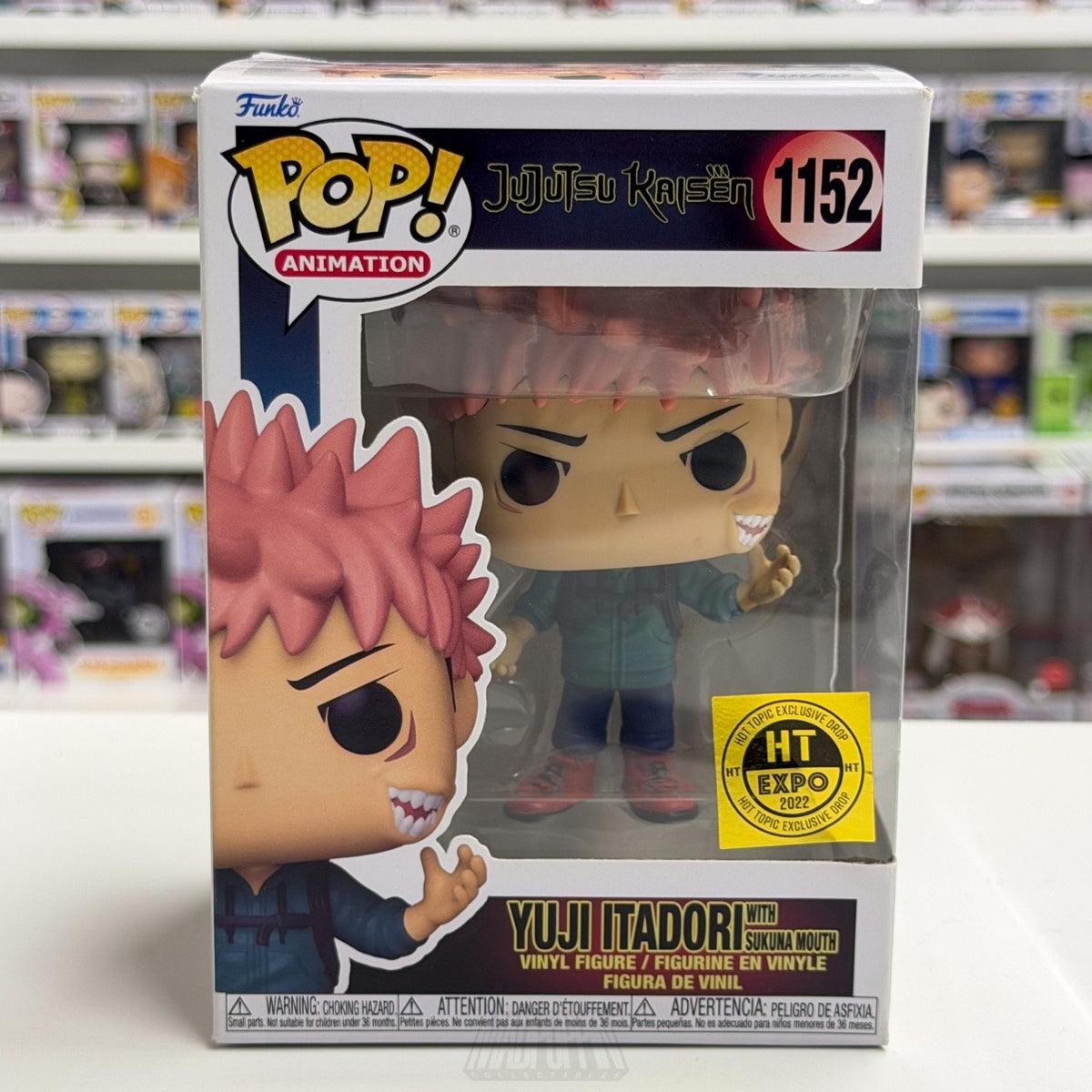 Funko Pop Anime Jujutsu Kaisen Yuji Itadori w/Sukuna Mouth Hot Topic 1152 Figure