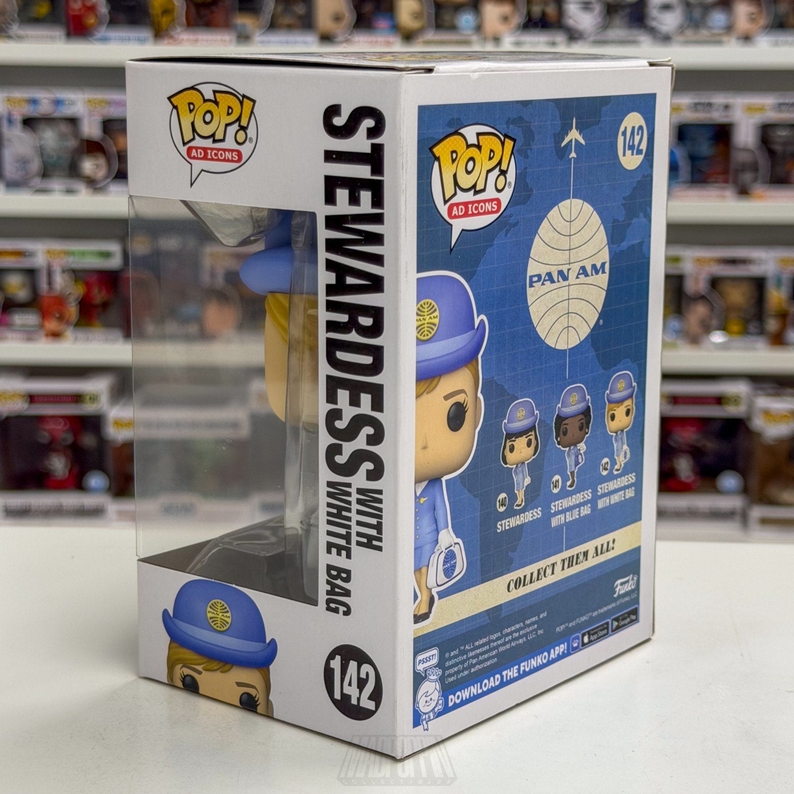 Funko Pop Ad Icons Pan American World Airways Stewardess White Bag 142 Figure