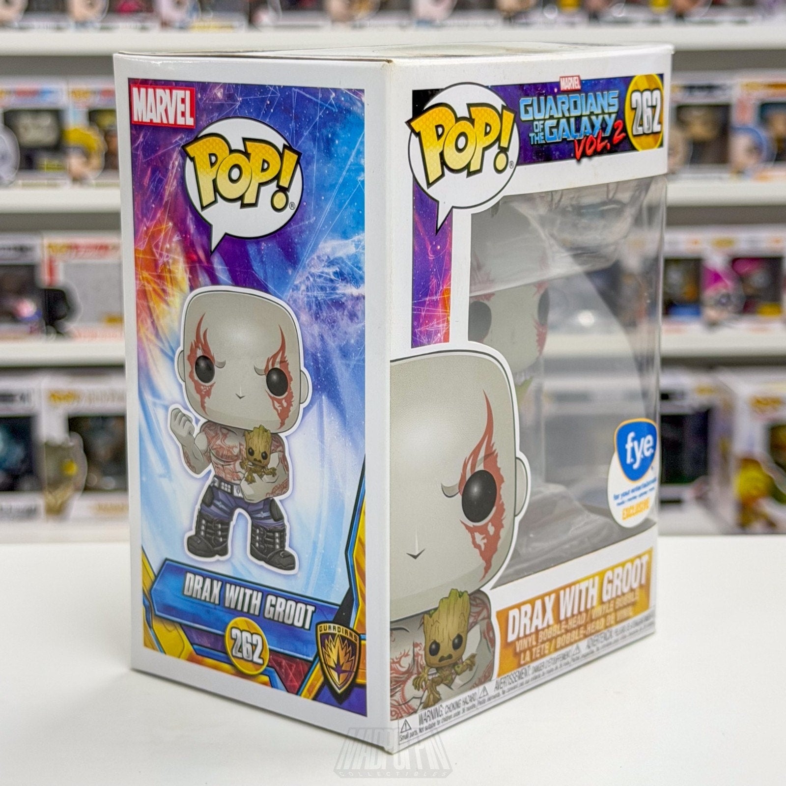 Funko Pop Marvel Guardians of the Galaxy Drax with Groot FYE 262 Vinyl Figure