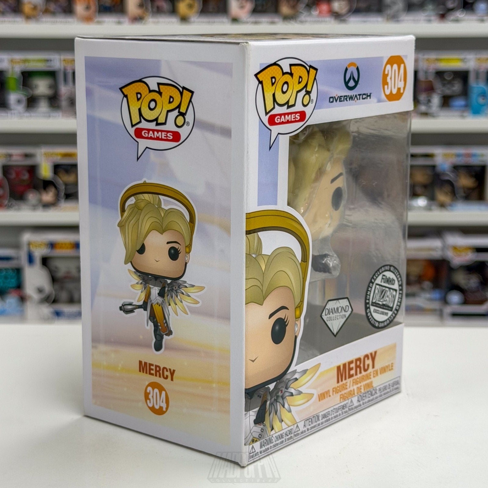 Funko Pop Games Overwatch Mercy Diamond Blizzard Exclusive 304 Toy Vinyl Figure