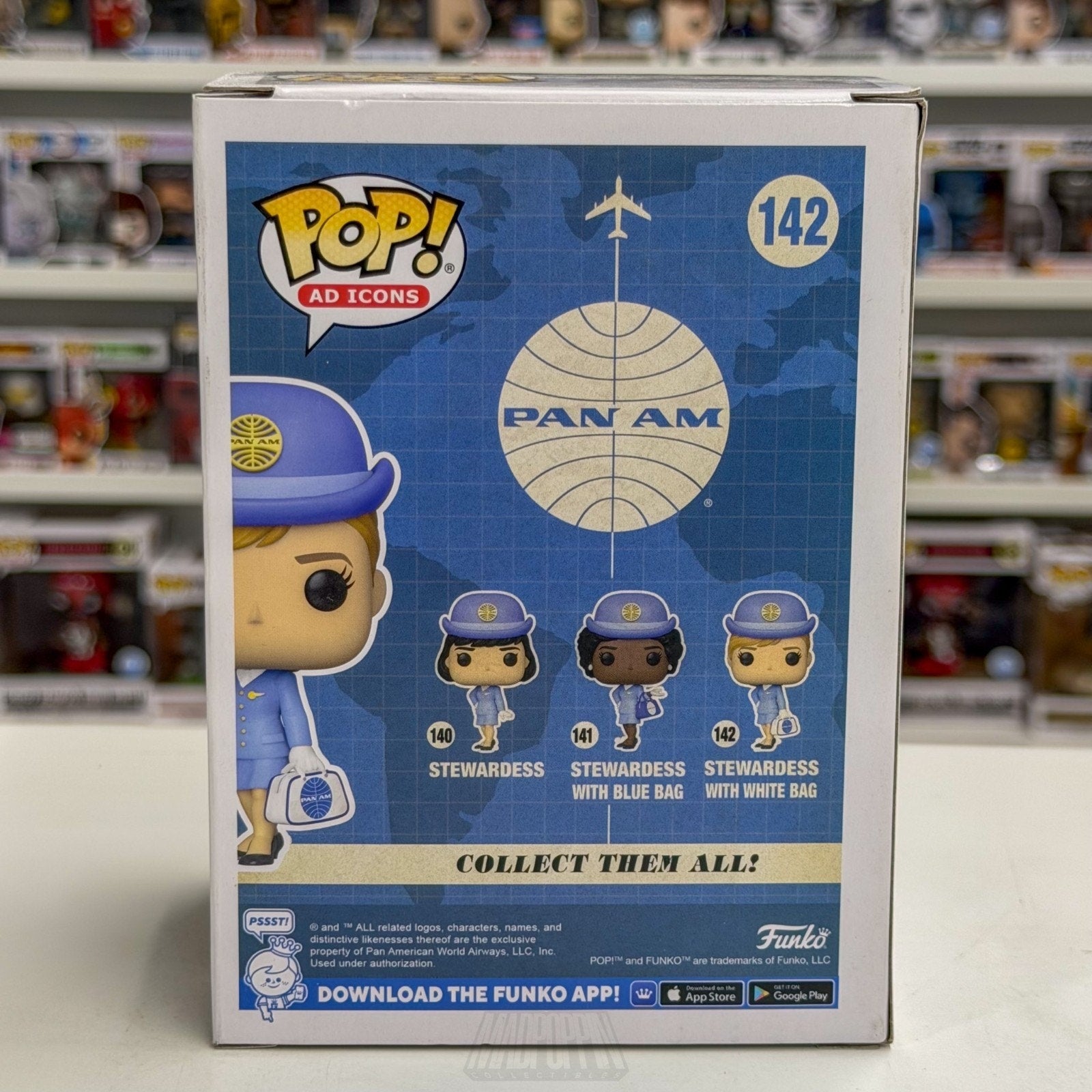 Funko Pop Ad Icons Pan American World Airways Stewardess White Bag 142 Figure