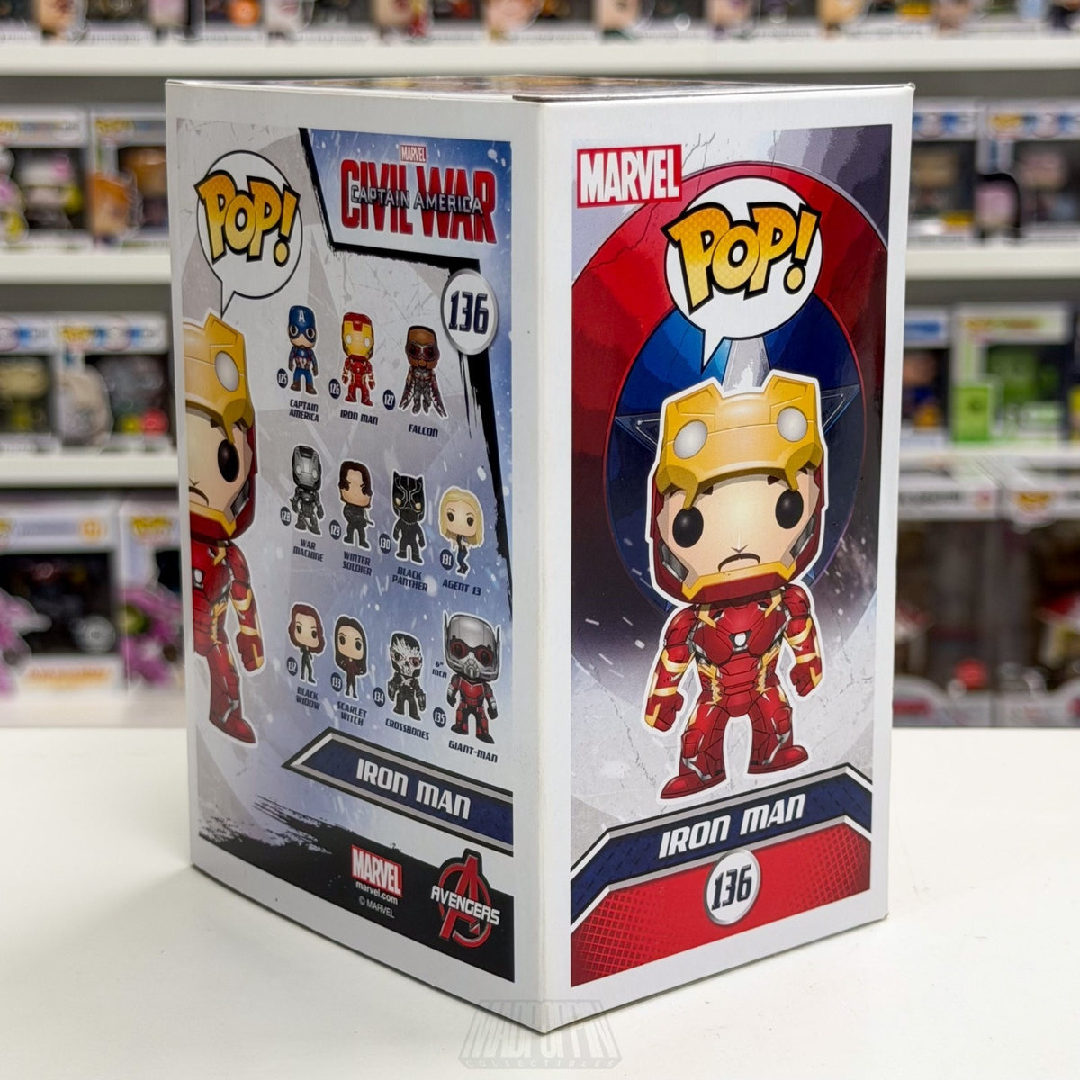 Funko Pop Marvel Civil War Iron Man Unmasked Hot Topic 136 MCU Tony Vinyl Figure