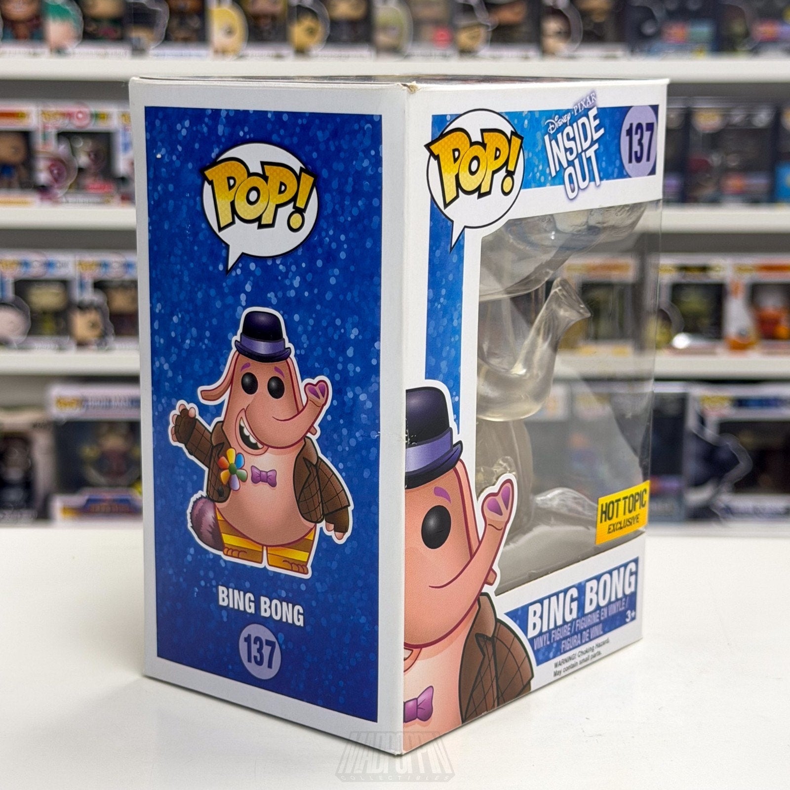Funko Pop Disney Pixar Inside Out Bing Bong Clear Hot Topic 137 Toy Vinyl Figure