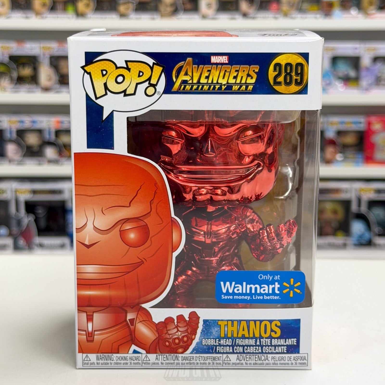 Funko Pop Marvel Avengers Infinity War Thanos Walmart Red Chrome 289 Toy Figure