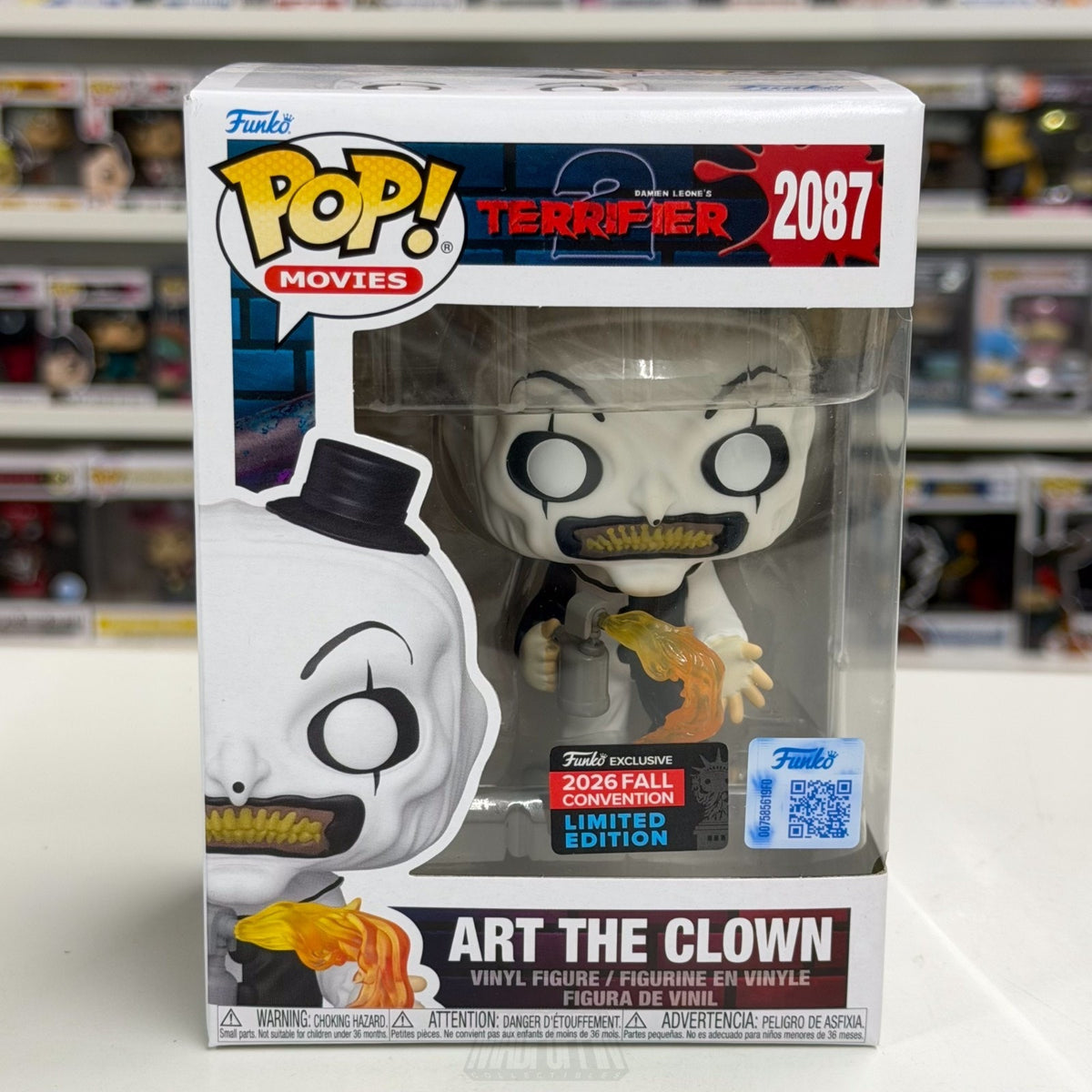 Funko Pop Movies Terrifier 2 Art the Clown Flamethrower NYCC 2087 Vinyl Figure