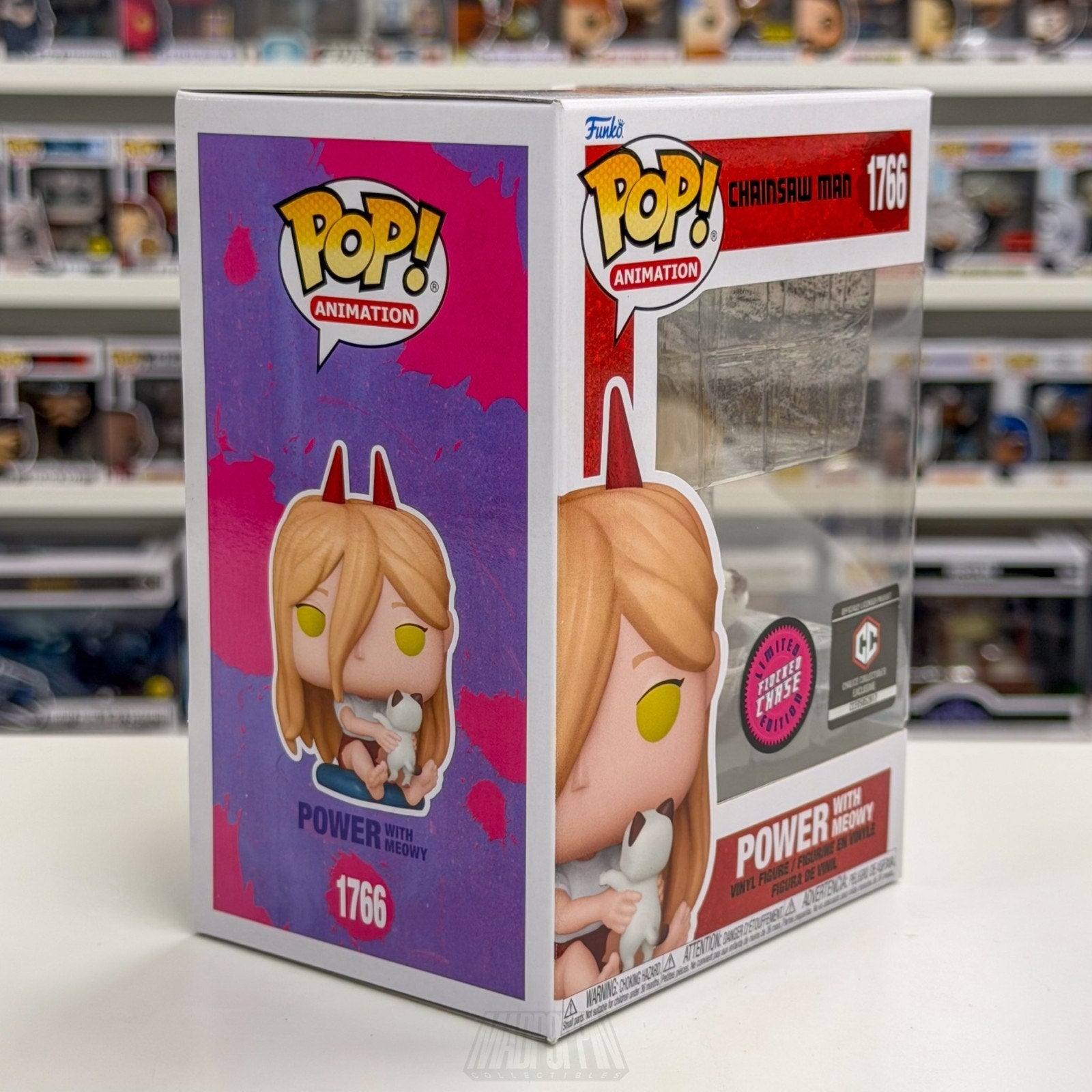 Funko Pop Anime Chainsaw Man Power w/Meowy Chalice Flocked Chase 1766 Toy Figure