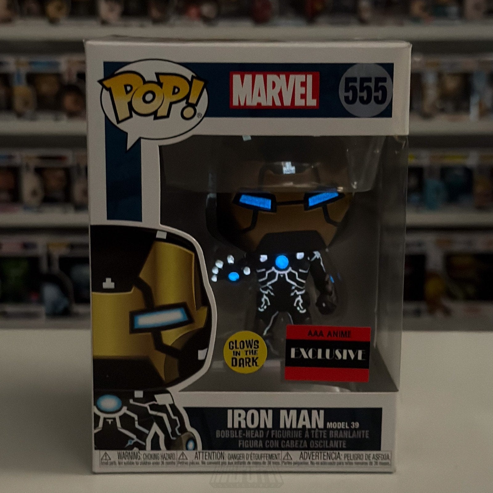 Funko Pop Marvel Iron Man Model 39 Glow in the Dark AAA Anime 555 Vinyl Figure