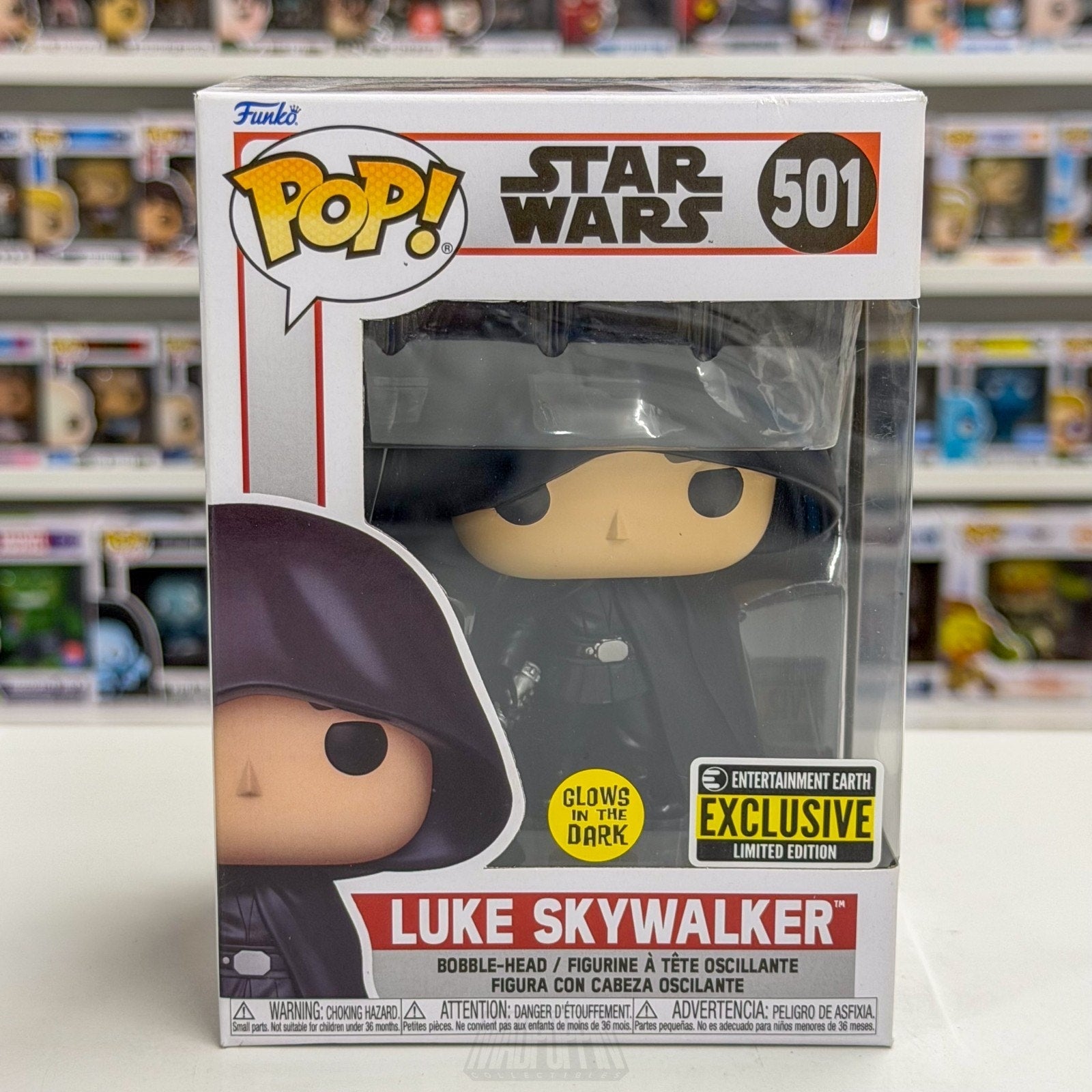 Funko Pop Star Wars Luke Skywalker Glow Entertainment Earth 501 Toy Vinyl Figure