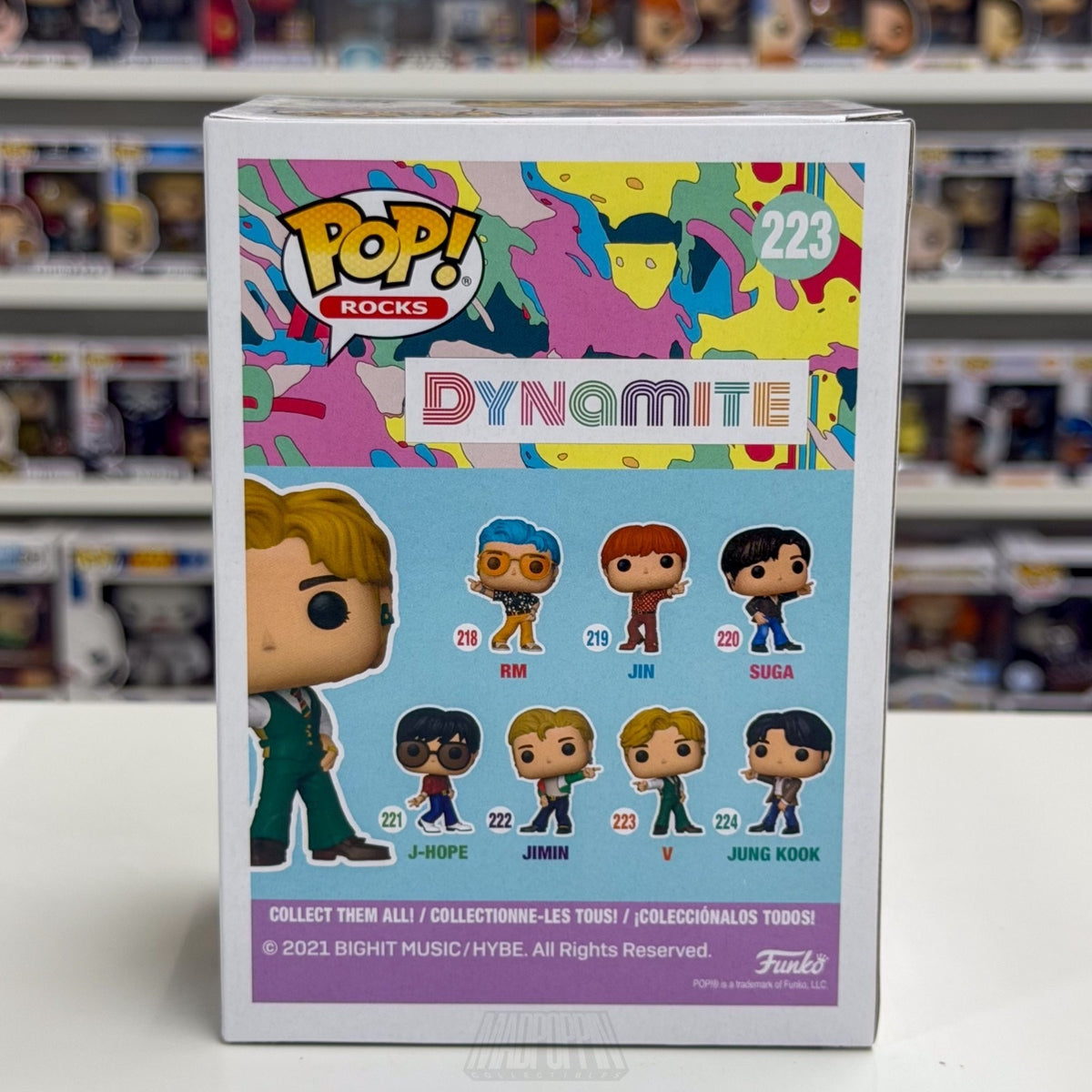 Funko Pop Rocks BTS Dynamite V 223 Bangtan Boy Band Korean K-Pop Vinyl Figure