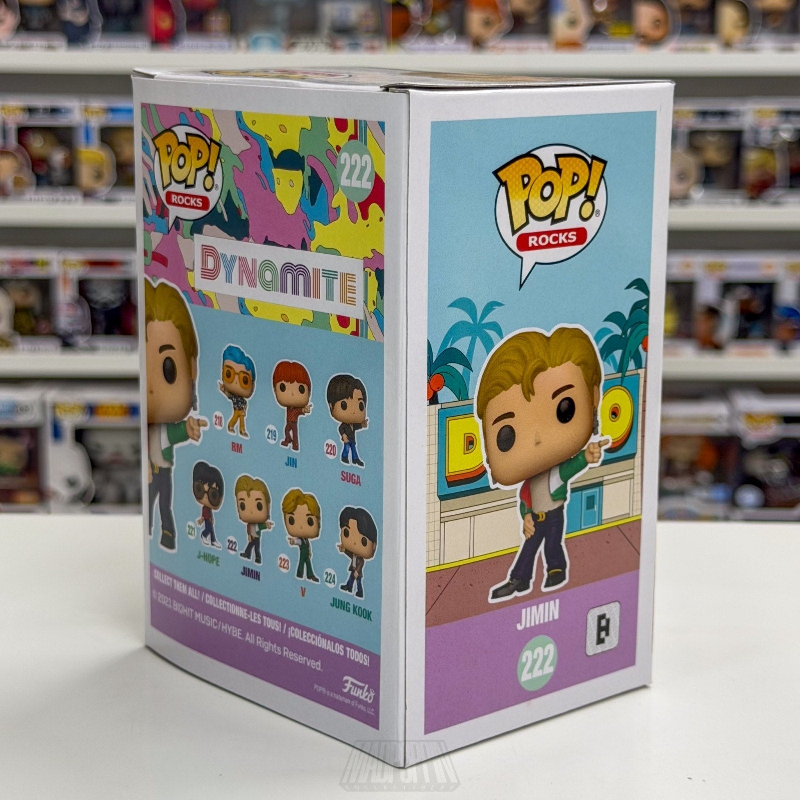 Funko Pop Rocks BTS Dynamite Jimin 222 Boy Band Korean K-Pop Toy Vinyl Figure