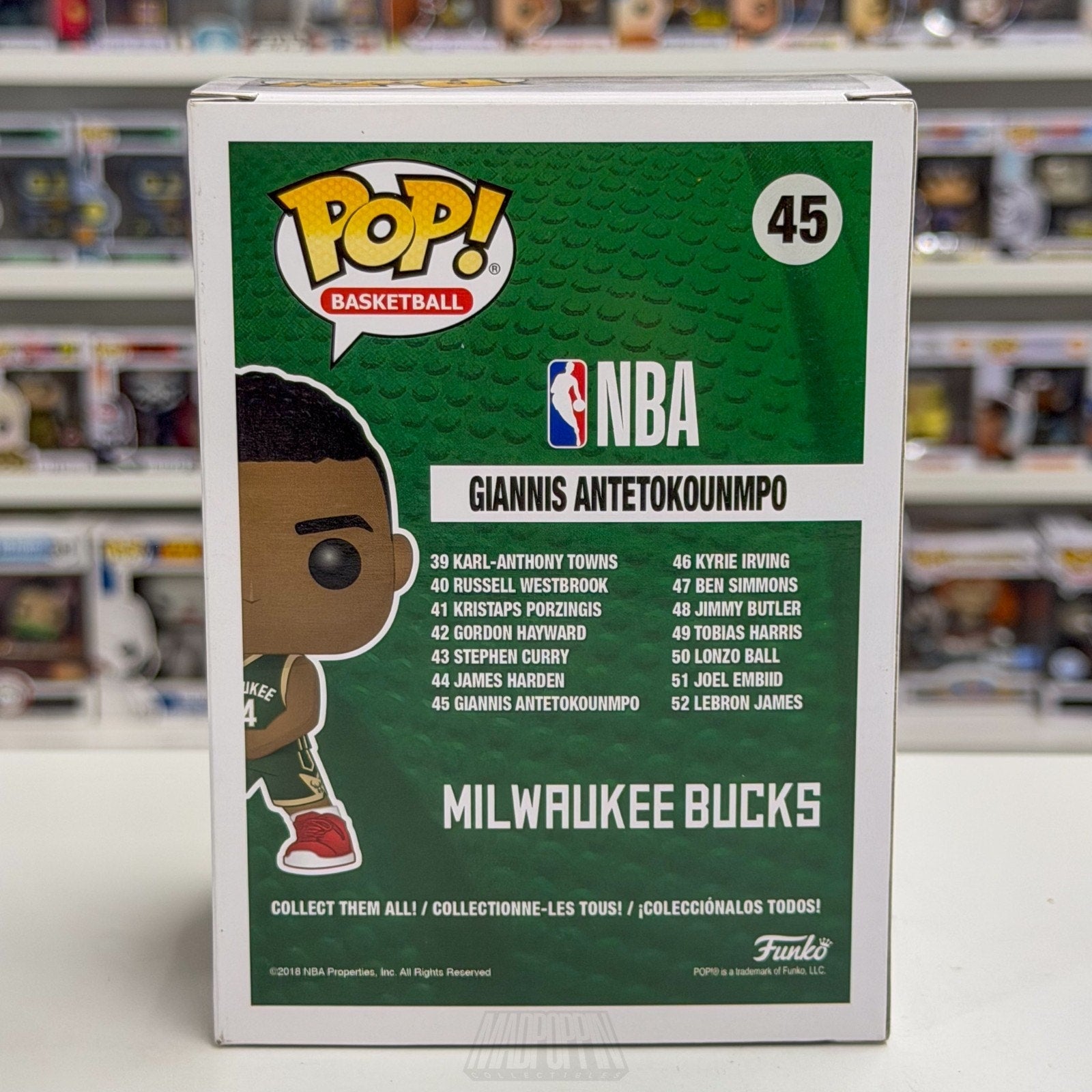 Funko Pop NBA Basketball Milwaukee Bucks Giannis Antetokounmpo 45 Vinyl Figure