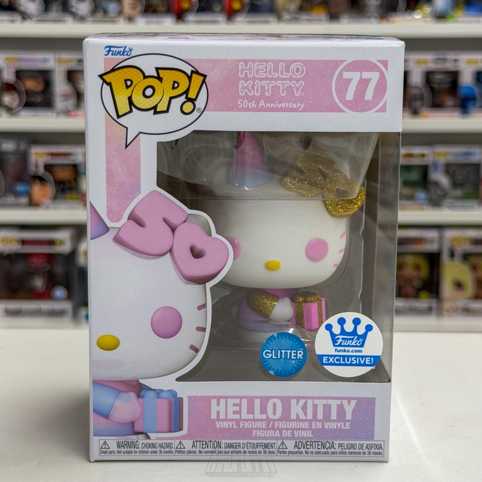 Funko Pop Sanrio Hello Kitty Glitter Exclusive 77 Kawaii White Cat Vinyl Figure