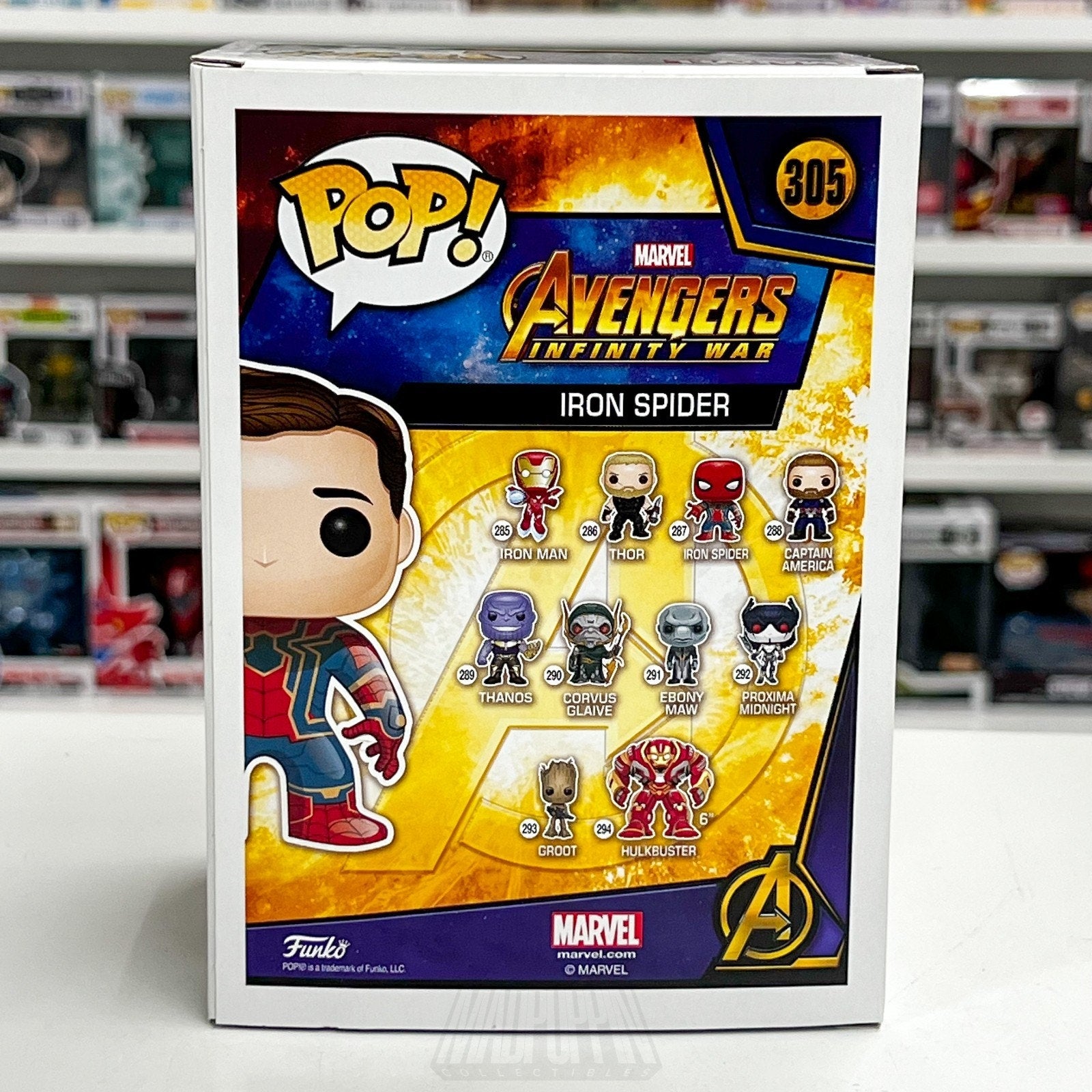 Funko Pop Marvel Avengers Infinity War Iron Spider Unmasked BoxLunch 305 Figure