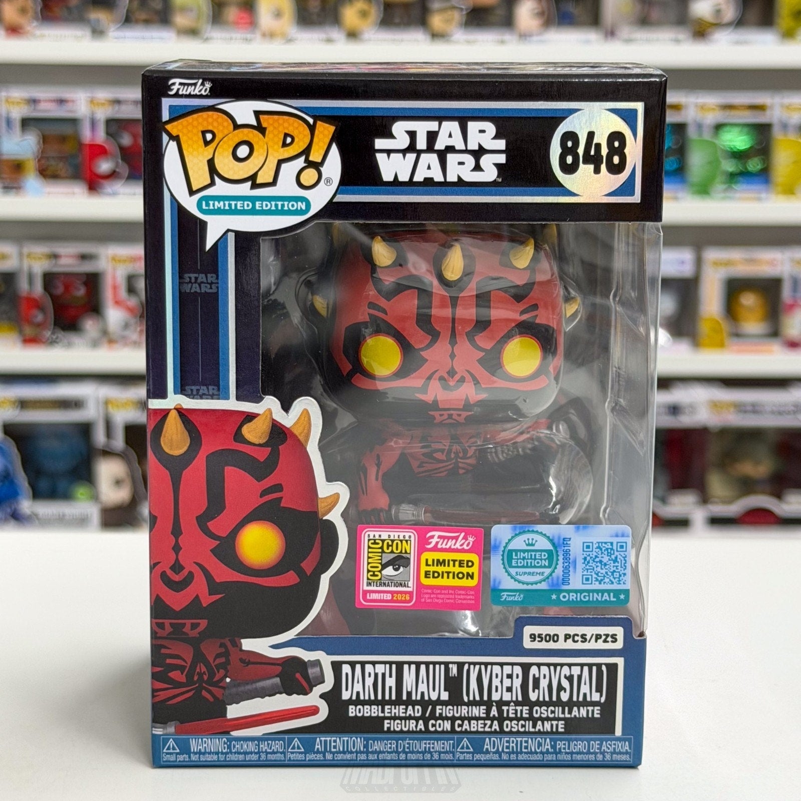 Funko Pop Star Wars Darth Maul Kyber Crystal 848 SDCC 2026 LE 9500 CON STICKER