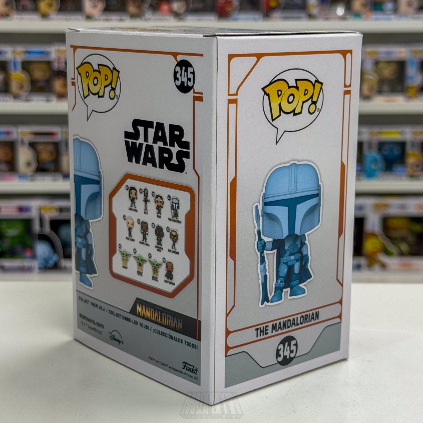 Funko Pop Star Wars Mandalorian Holographic Glow Entertainment Earth 345 Figure
