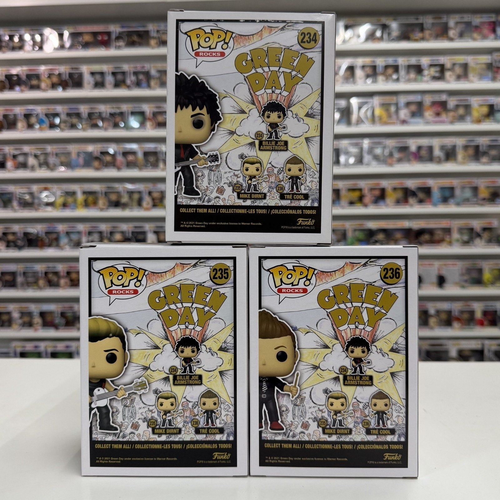 Funko Pop Rocks Green Day Complete Set Billie Joe Mike Tre Punk Vinyl Figures
