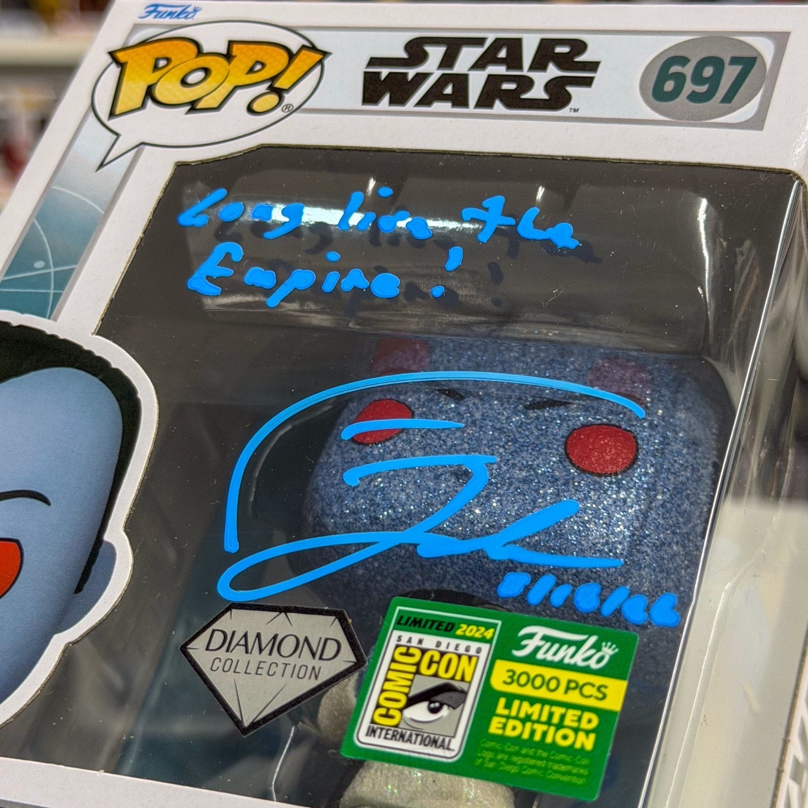 Funko Pop Star Wars Grand Admiral Thrawn Diamond SDCC Auto Signed JSA 697 Figure