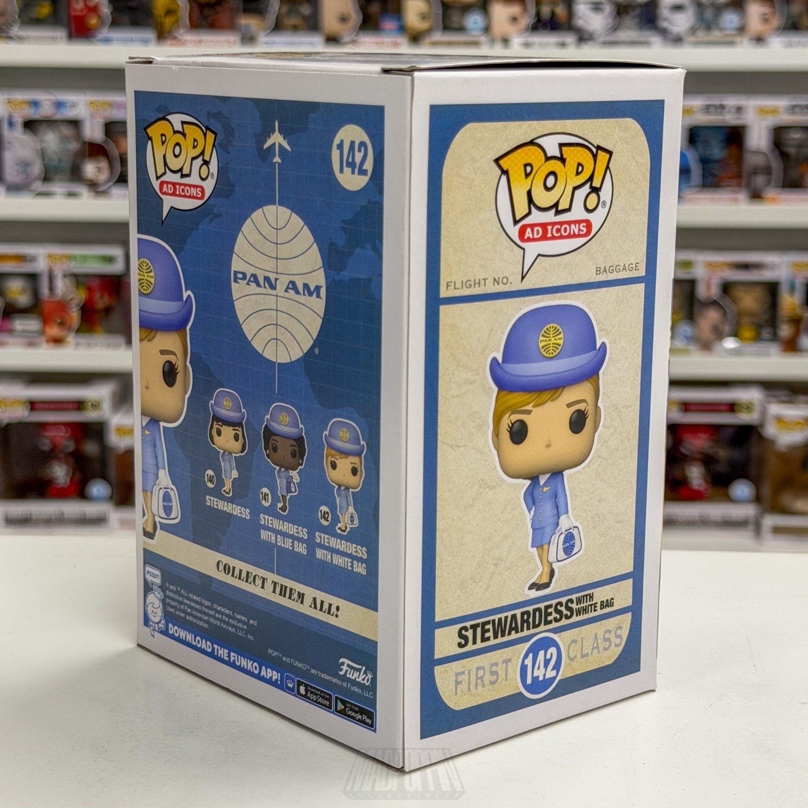 Funko Pop Ad Icons Pan American World Airways Stewardess White Bag 142 Figure