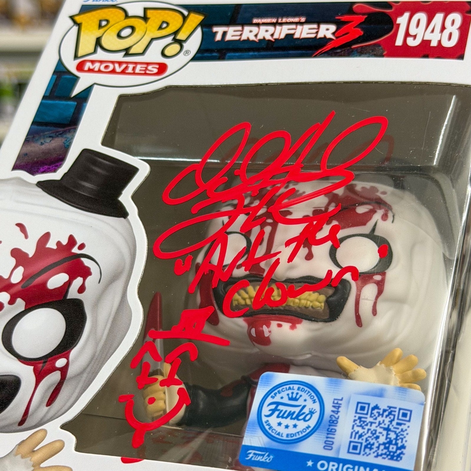 Funko Pop Movies Art the Clown Bloody Signed David Howard Thornton 1948 Figure
