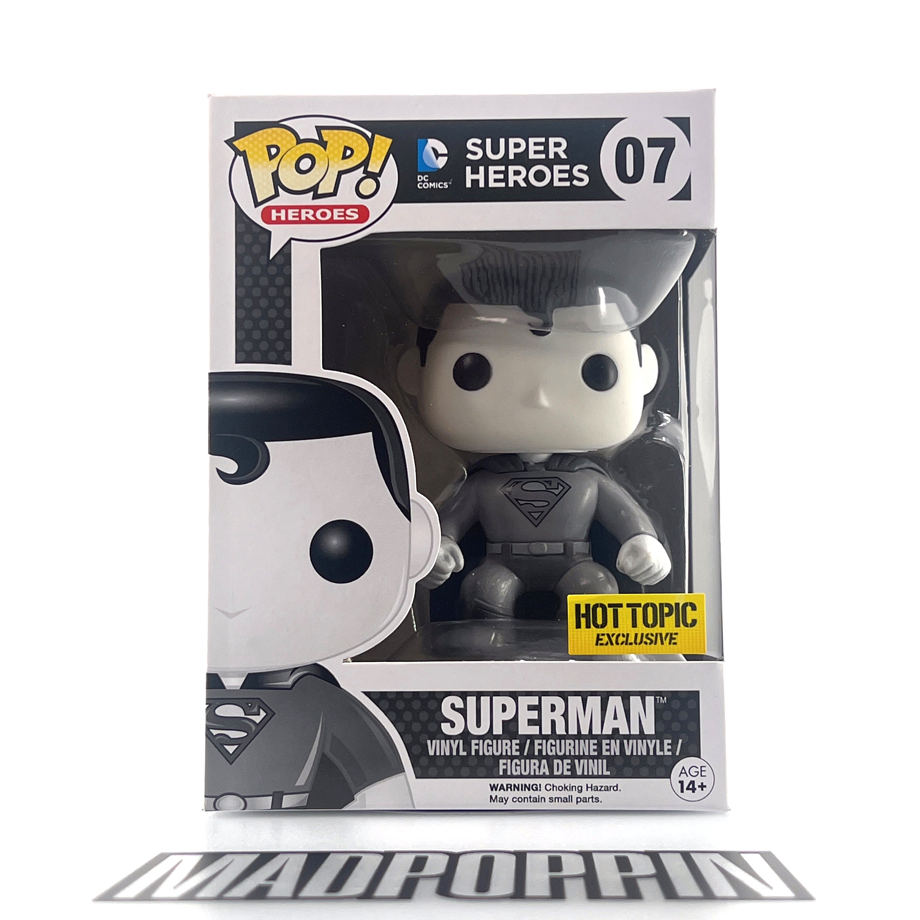 Funko Pop DC Super Heroes Superman Black & White Hot Topic #07