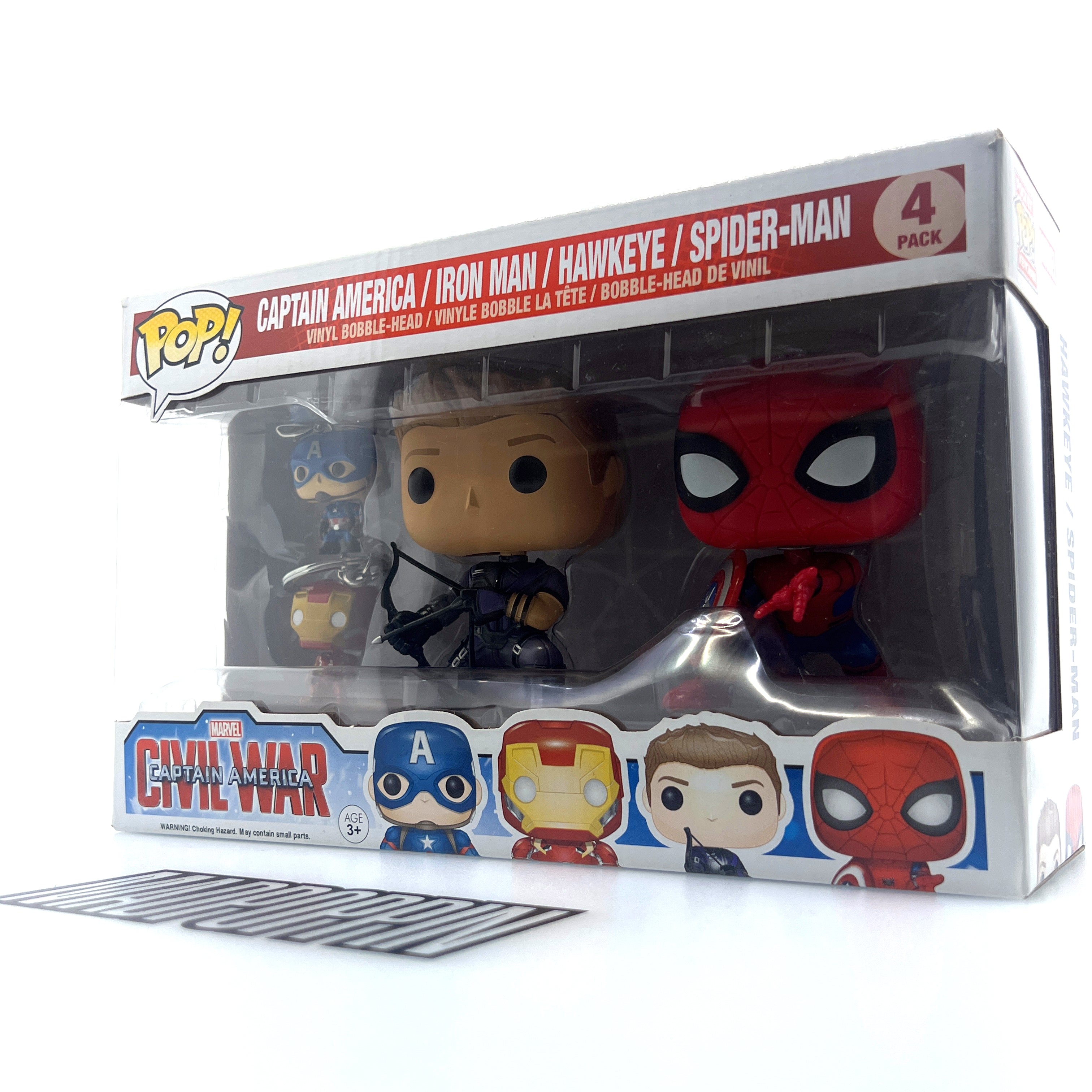 Funko Pop Marvel Civil War Captain America Iron Man Hawkeye Spider-Man 4 Pack