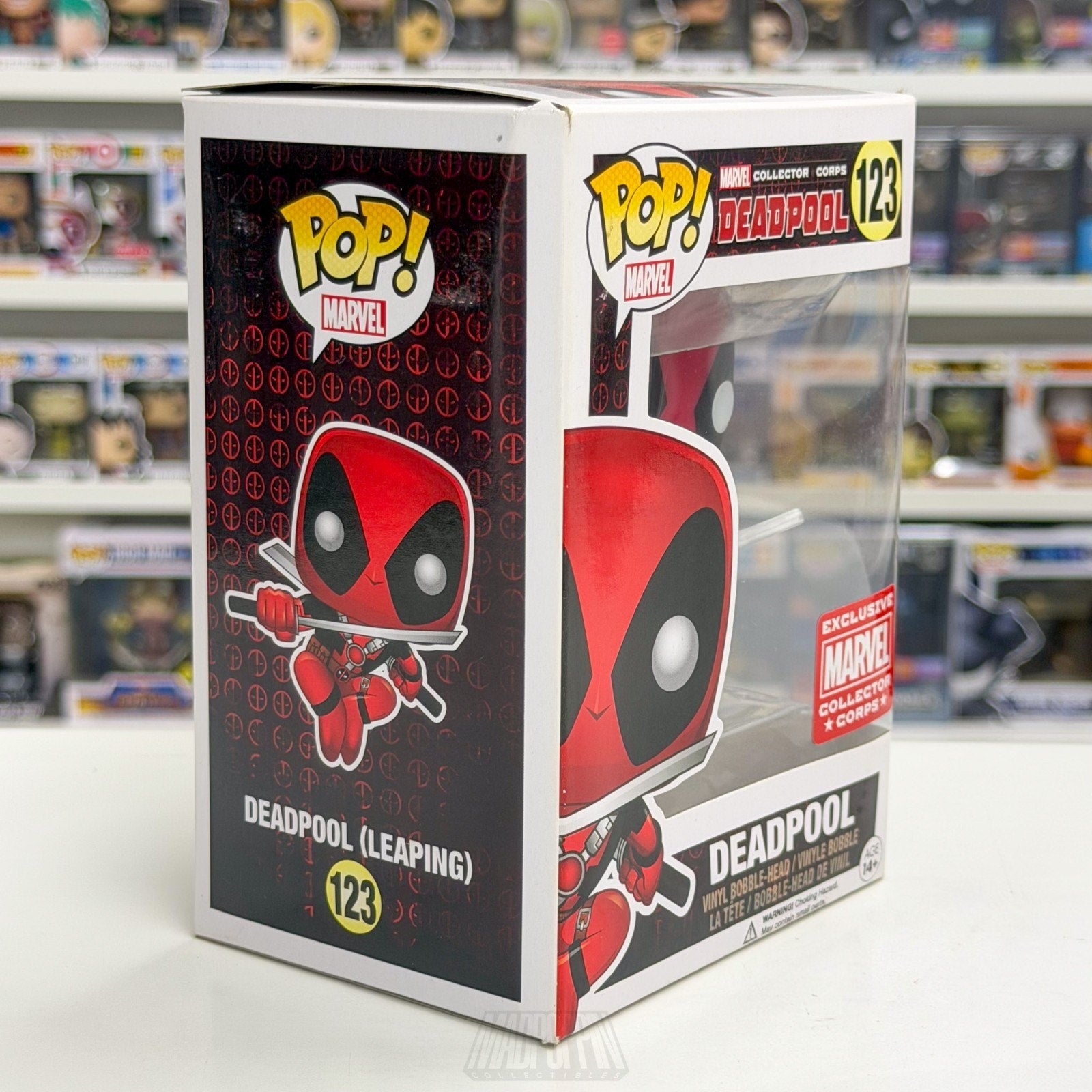 Funko Pop Marvel Collector Corps Deadpool Leaping w/Sword 123 Toy Vinyl Figure