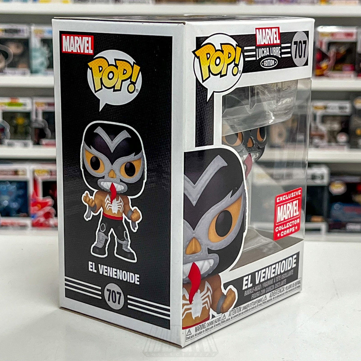 Funko Pop Marvel Collector Corps Lucha Libre El Venenoide Metallic 707 Figure