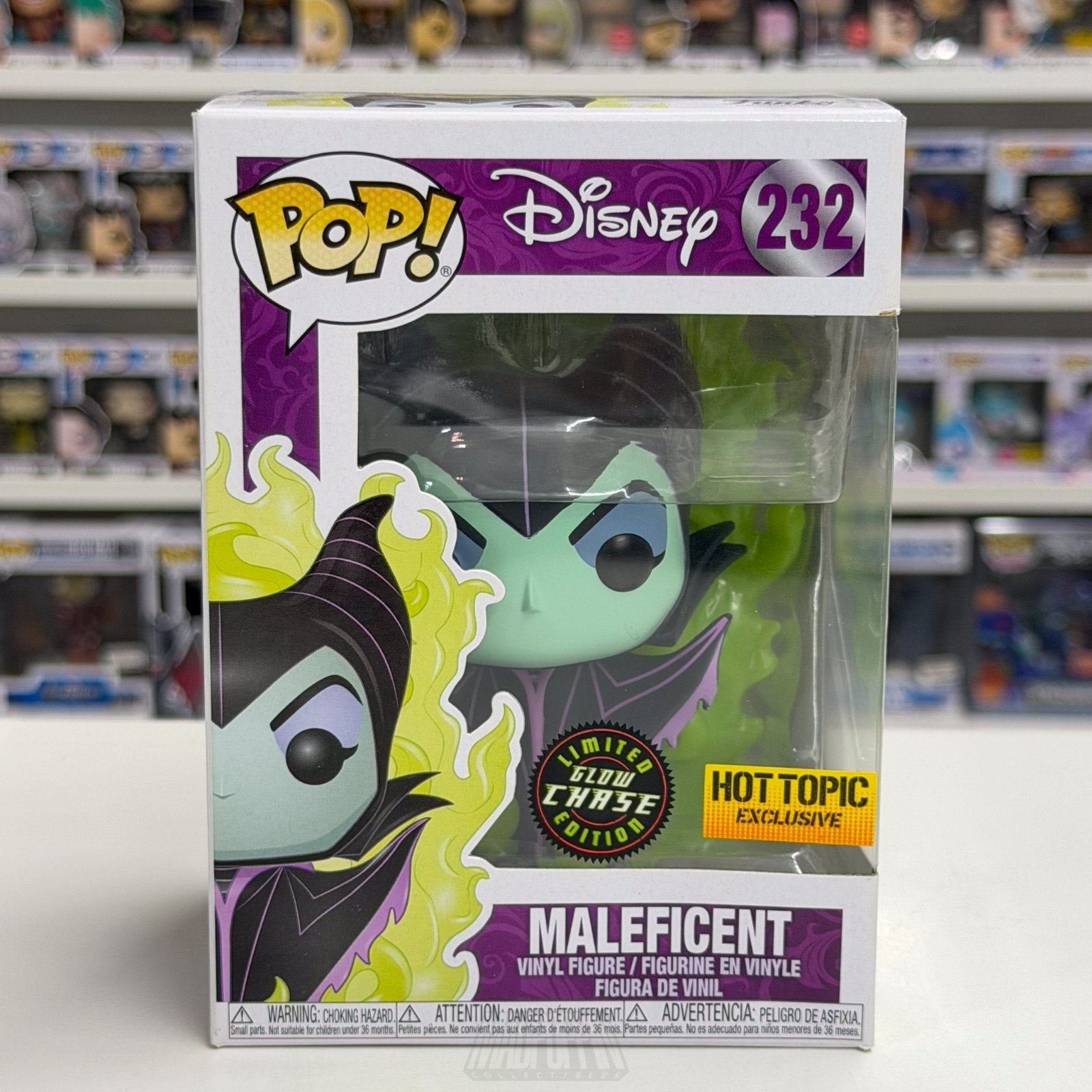 Funko Pop Disney Sleeping Beauty Maleficent Flames Hot Topic Glow Chase 232 Toy