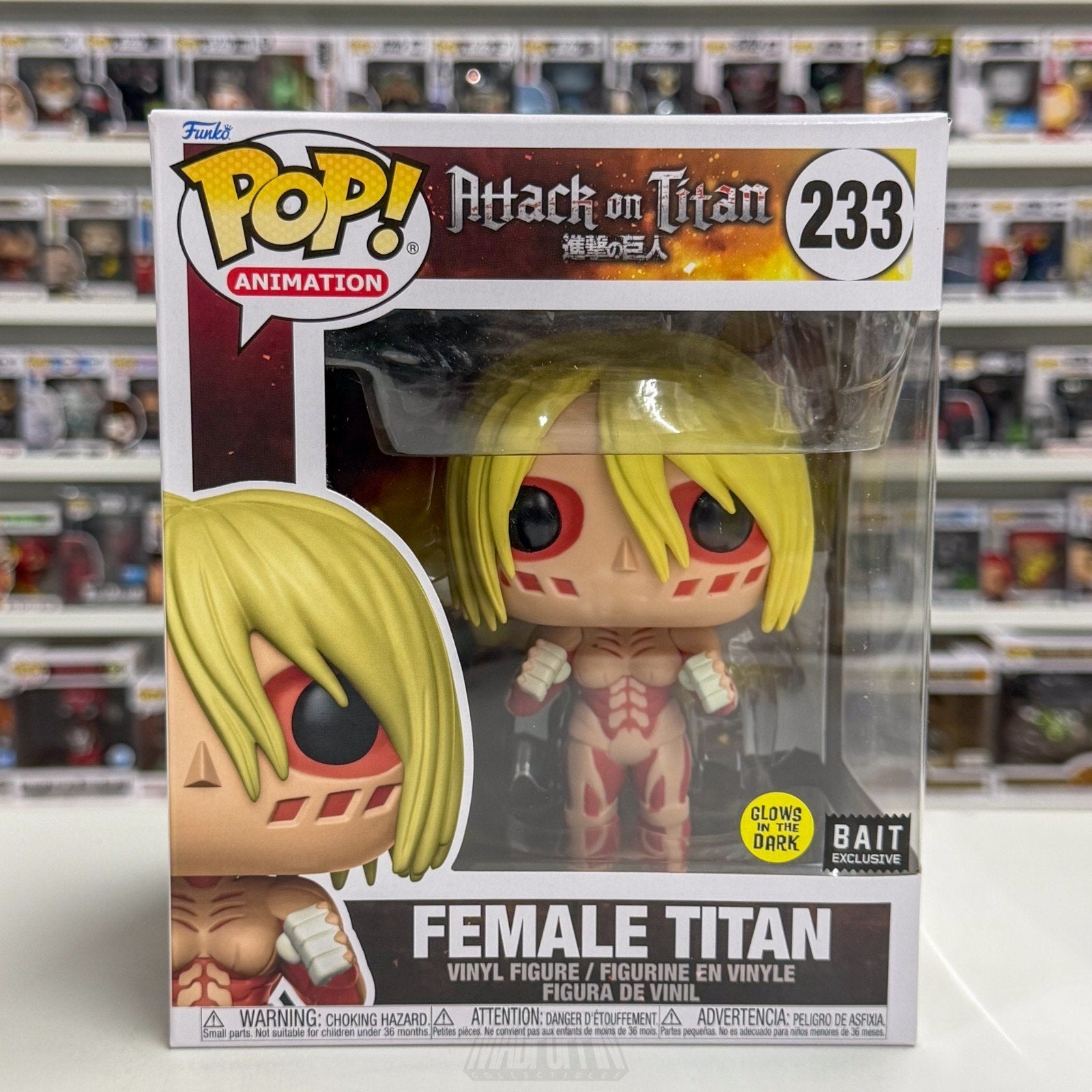 Funko Pop Anime Attack on Titan Female Titan 6" Glow BAIT 233 Manga Vinyl Figure