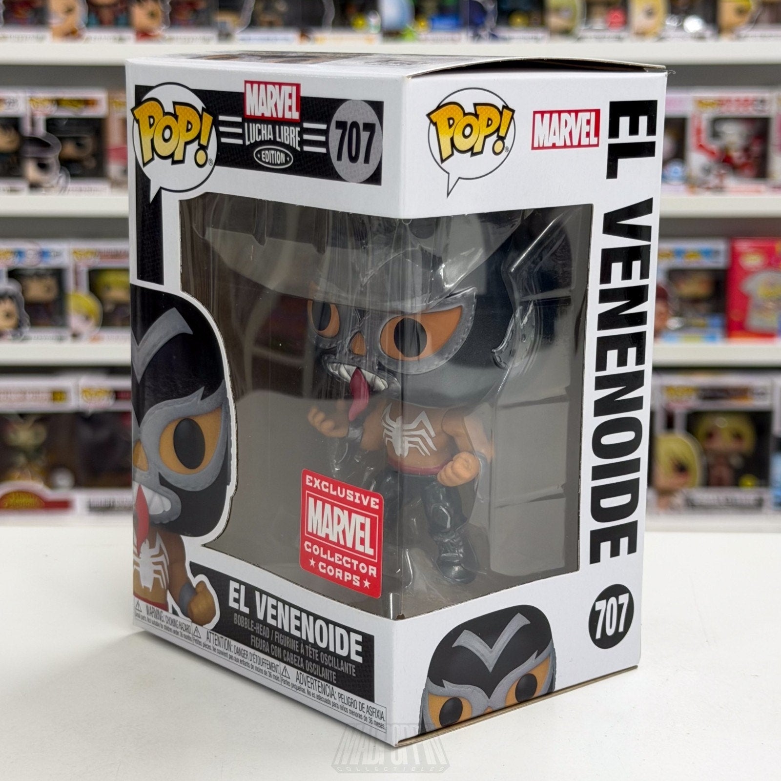 Funko Pop Marvel Collector Corps Lucha Libre El Venenoide Metallic 707 Figure