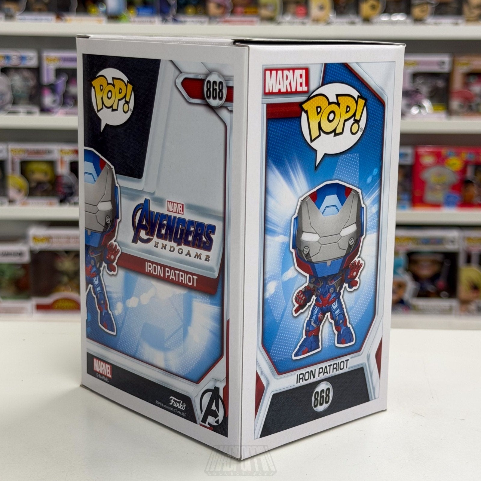 Funko Pop Marvel Avengers Endgame Iron Patriot Metallic Exclusive 868 Toy Figure