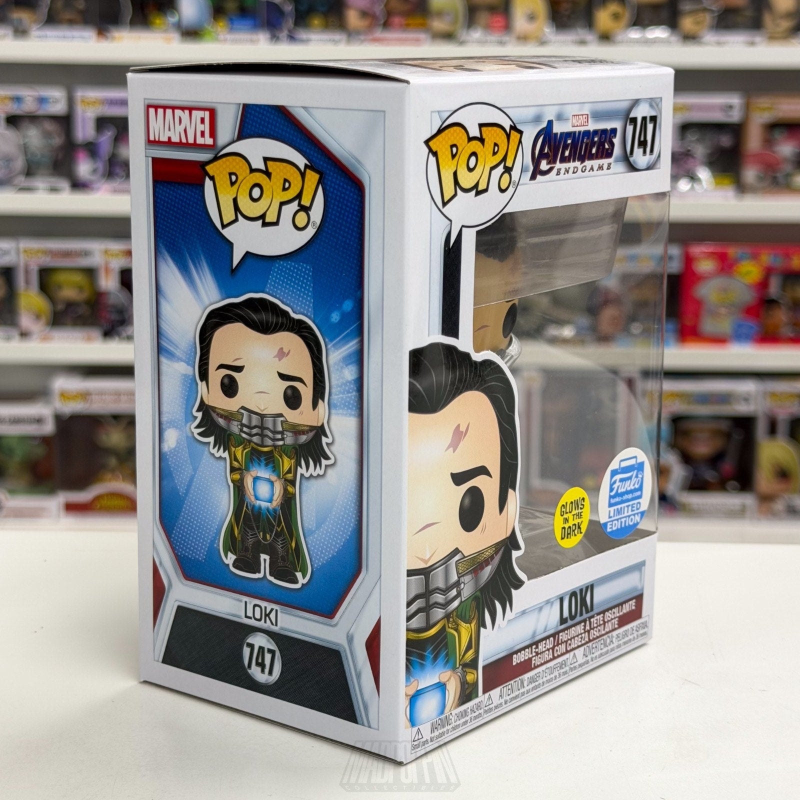 Funko Pop Marvel Avengers Endgame Loki Arrested /Tesseract Glow 747 Vinyl Figure