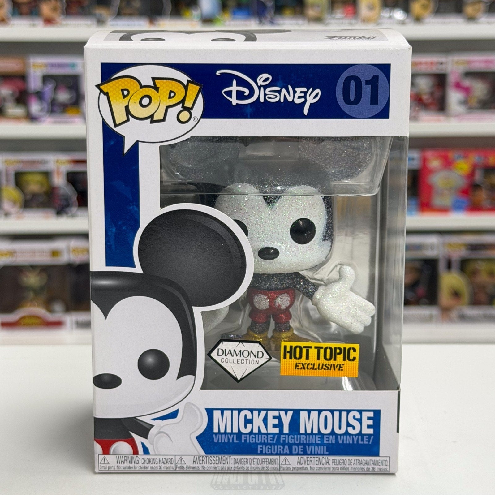 Funko Pop Disney Mickey Mouse Diamond Glitter Hot Topic 01 Walt Toy Vinyl Figure