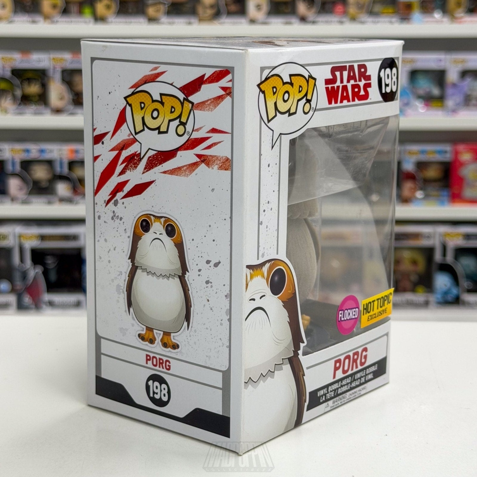 Funko Pop Star Wars Episode 8 Last Jedi Porg Flocked Hot Topic 198 Vinyl Figure