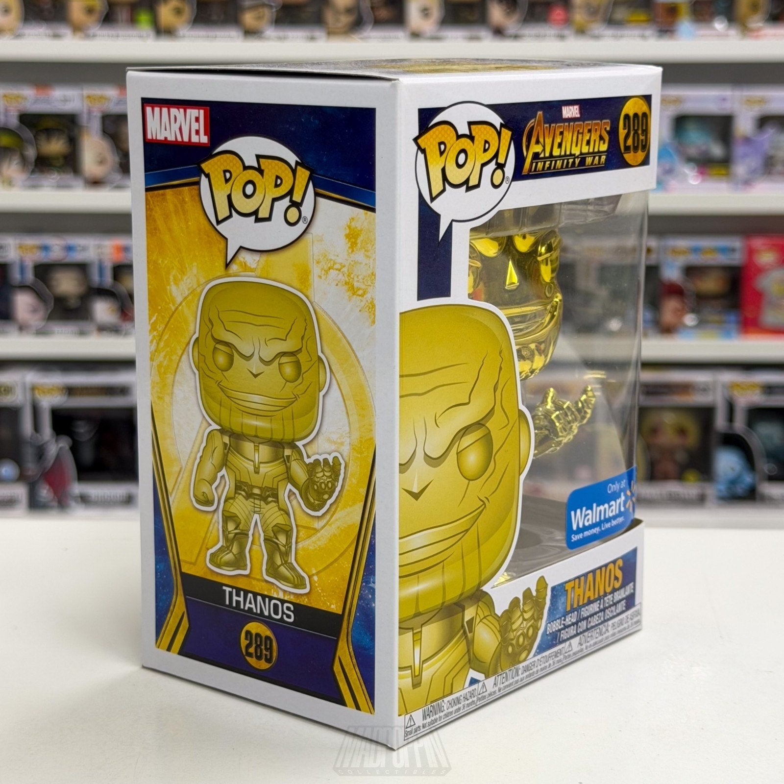 Funko Pop Marvel Avengers Infinity War Thanos Walmart Yellow Chrome 289 Figure