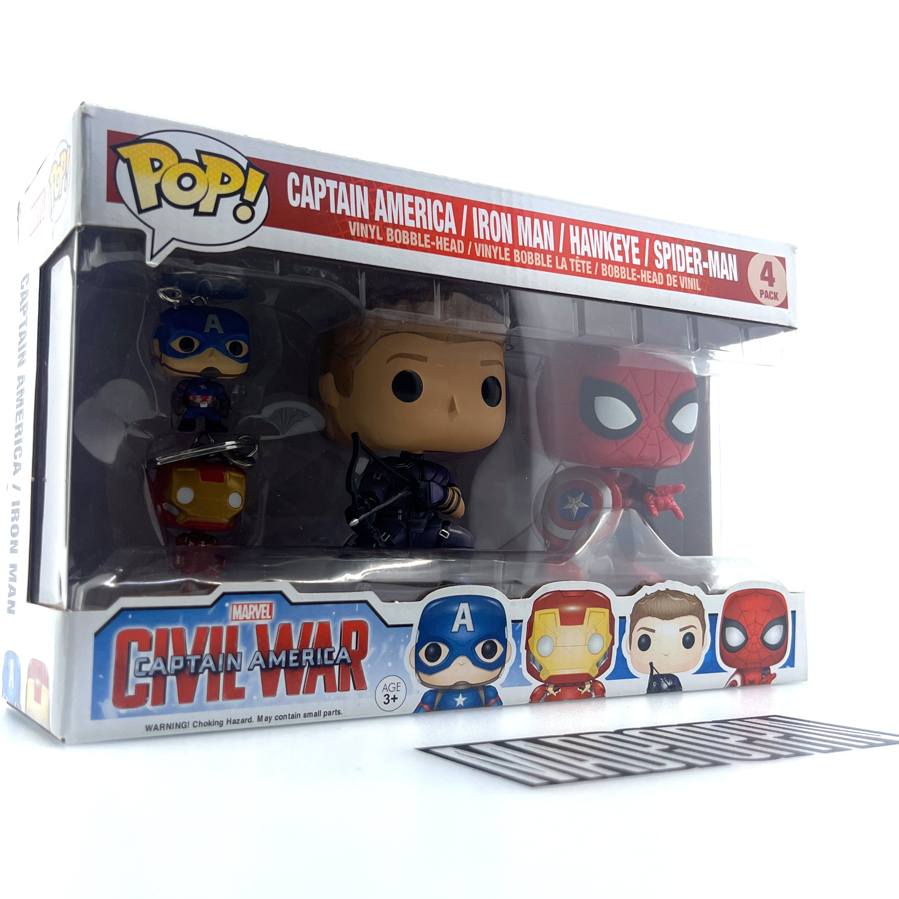 Funko Pop Marvel Civil War Captain America Iron Man Hawkeye Spider-Man 4 Pack