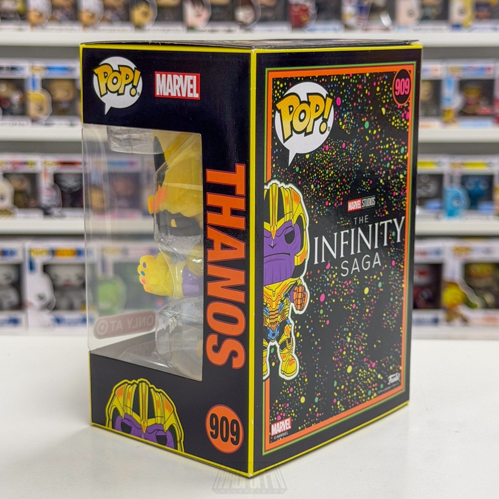 Funko Pop Marvel Avengers Endgame Thanos Blacklight Target 909 Toy Vinyl Figure