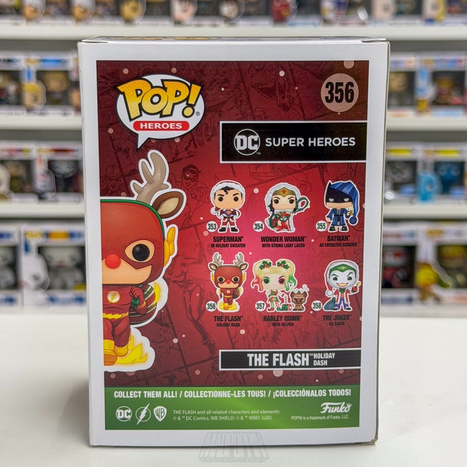 Funko Pop DC Super Heroes The Flash Holiday Dash Reindeer 356 Toy Vinyl Figure