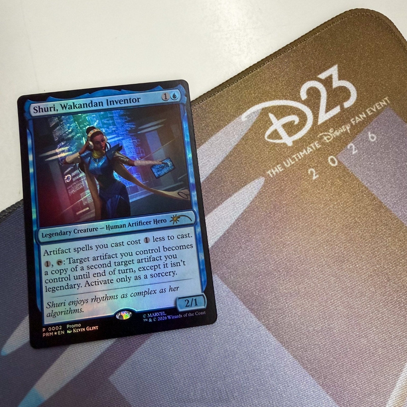 D23 Disney 2026 Magic Gathering Marvel Shuri Shiny Playmat & Promo Card MTG Game