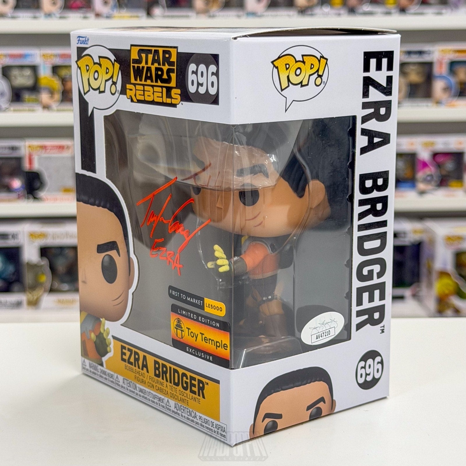 Funko Pop Star Wars Rebels Ezra Bridger Signed Taylor Gray Toy Temple 696 Figure
